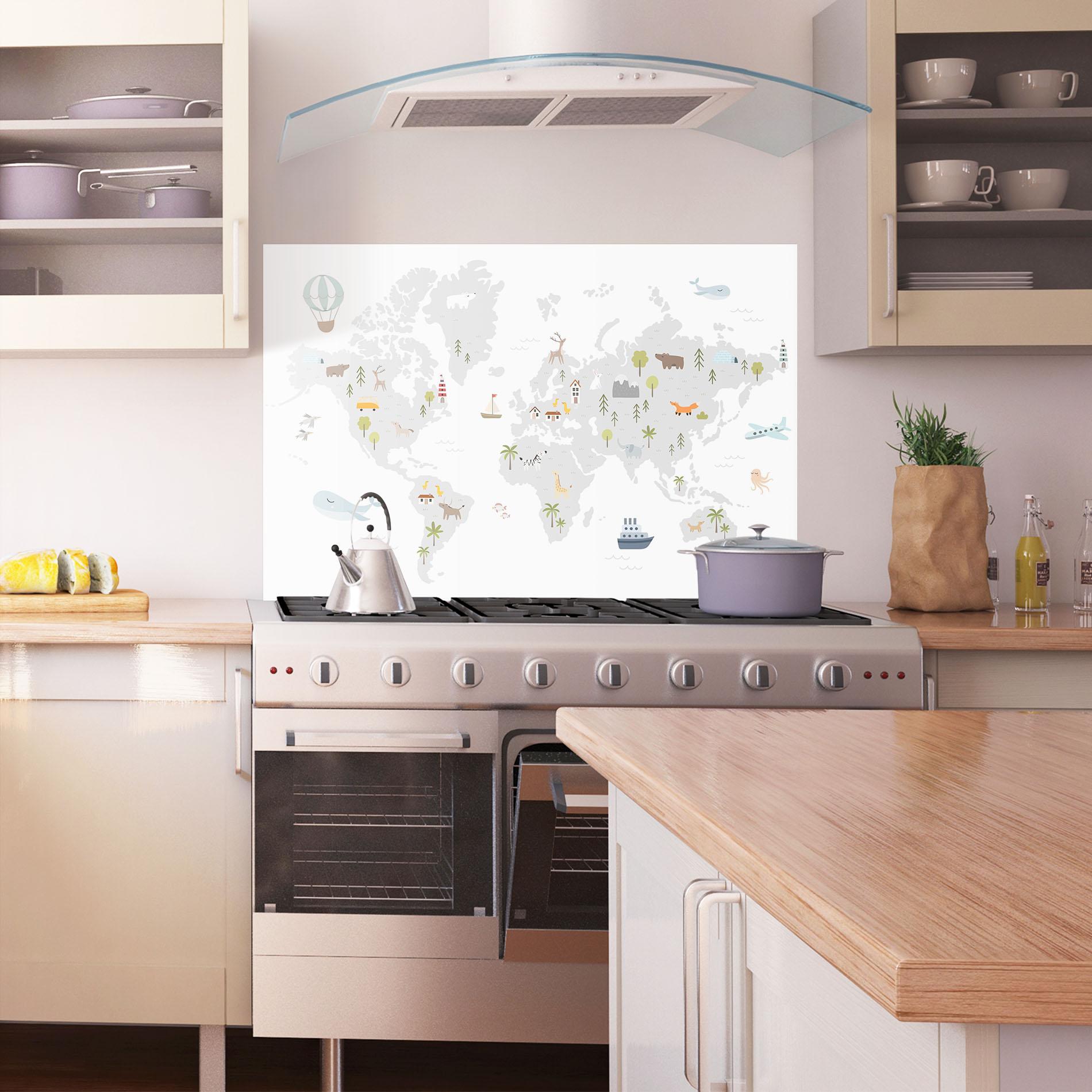 Küchenrückwand Glas Pretty Grey Map mockup 1
