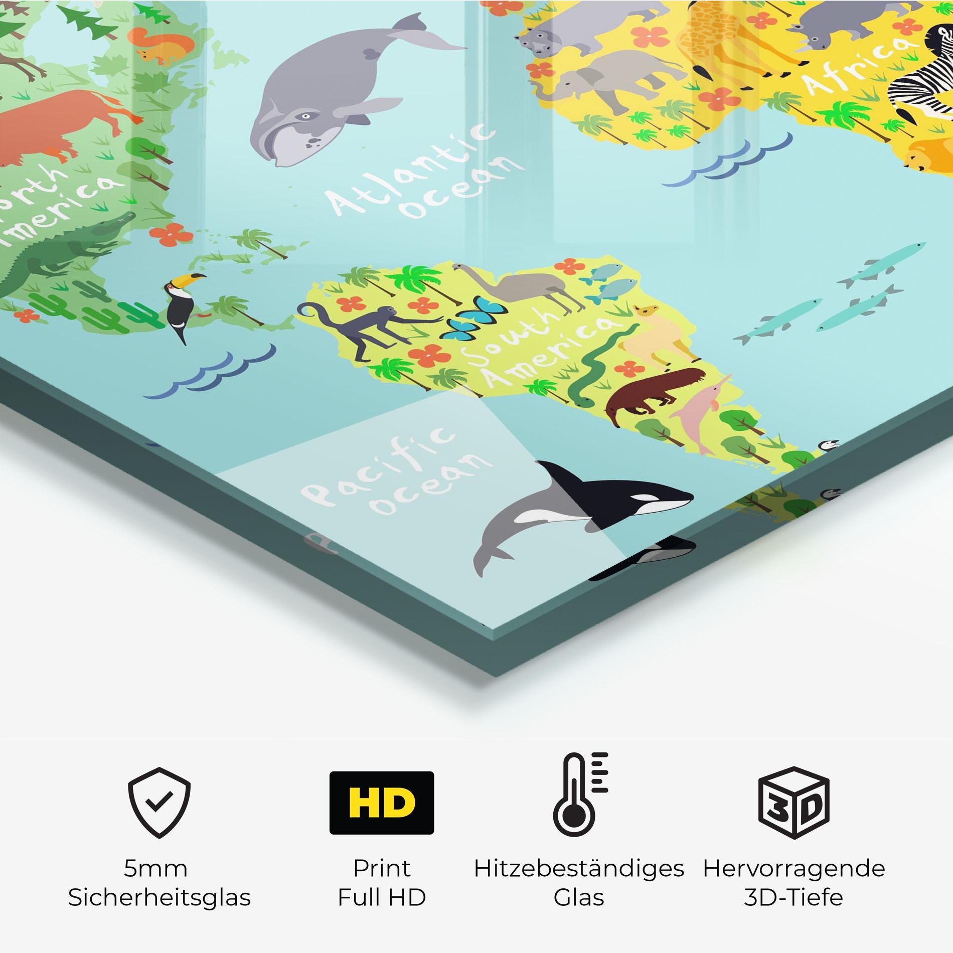 Küchenrückwand Glas Animal World Map mockup 2