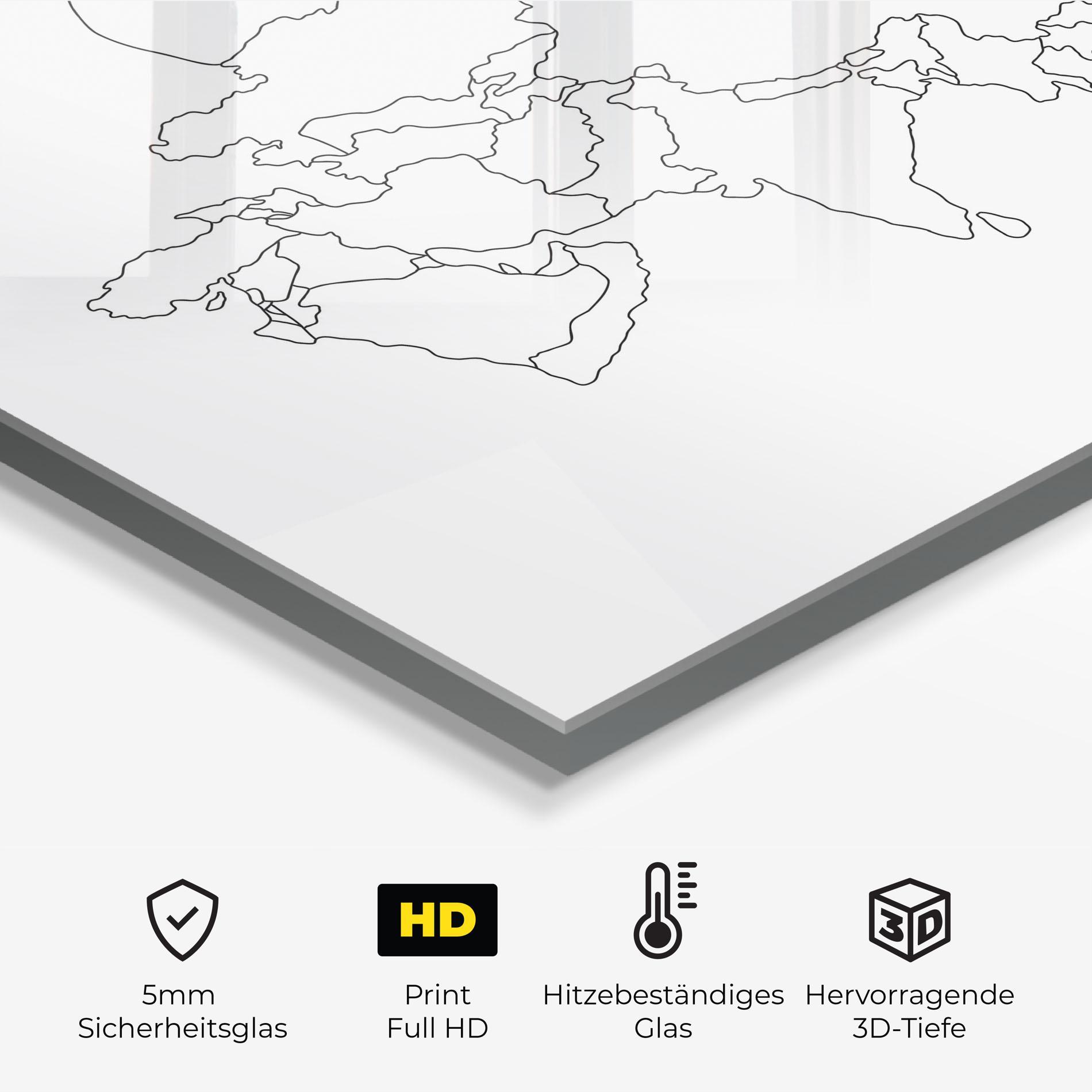Küchenrückwand Glas Asia Map Line mockup 2