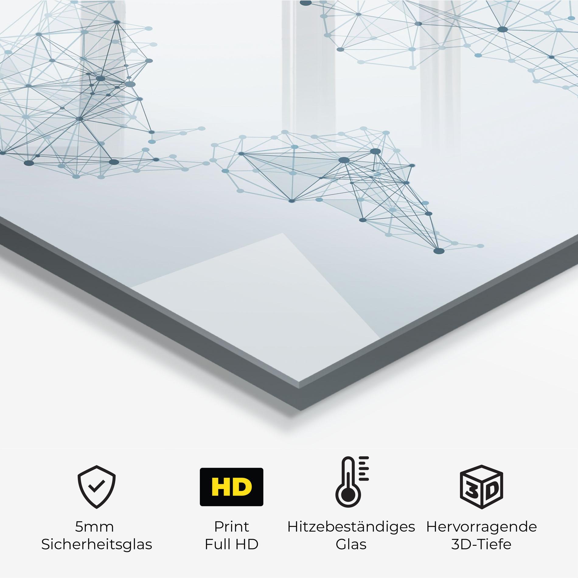 Küchenrückwand Glas Blue Line Map mockup 2