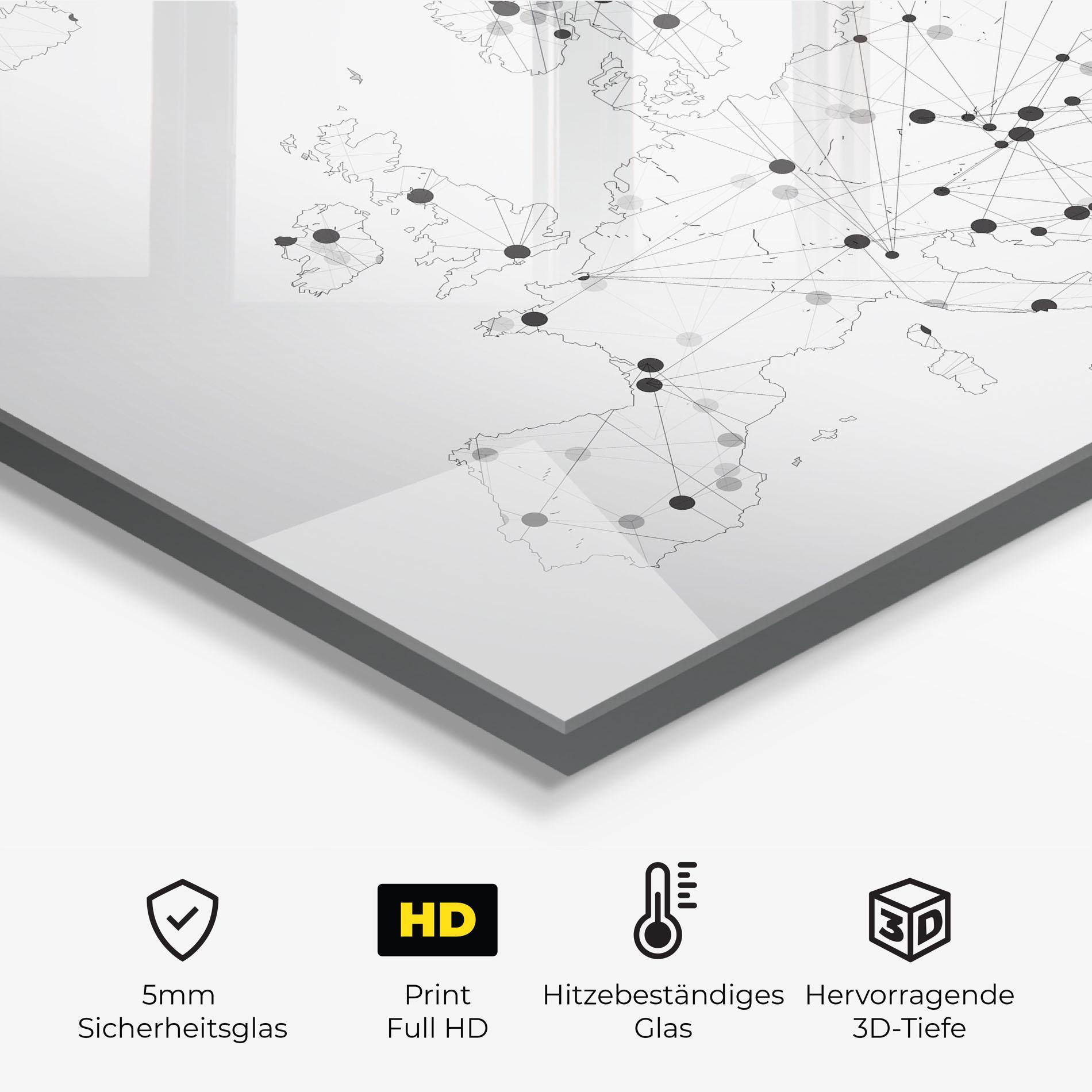 Küchenrückwand Glas Europe Line Map mockup 2