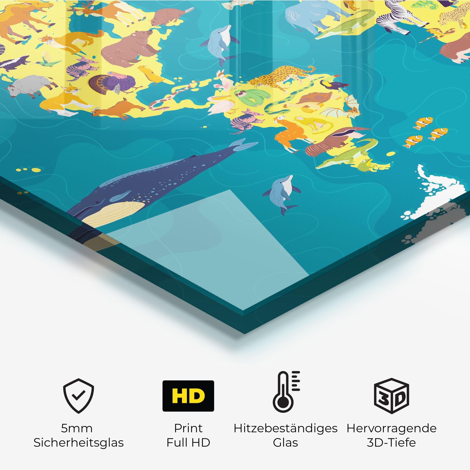 Küchenrückwand Glas Whale World Map mockup 2