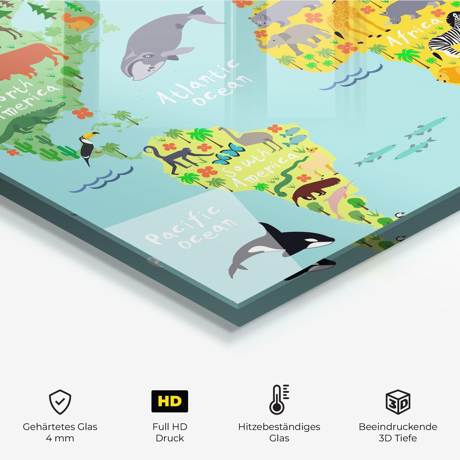 Küchenrückwand Glas Animal World Map mockup 2