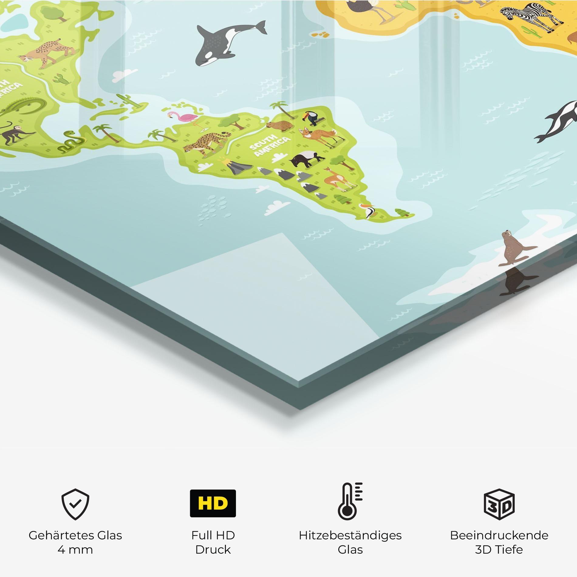 Küchenrückwand Glas Animals World Map mockup 2