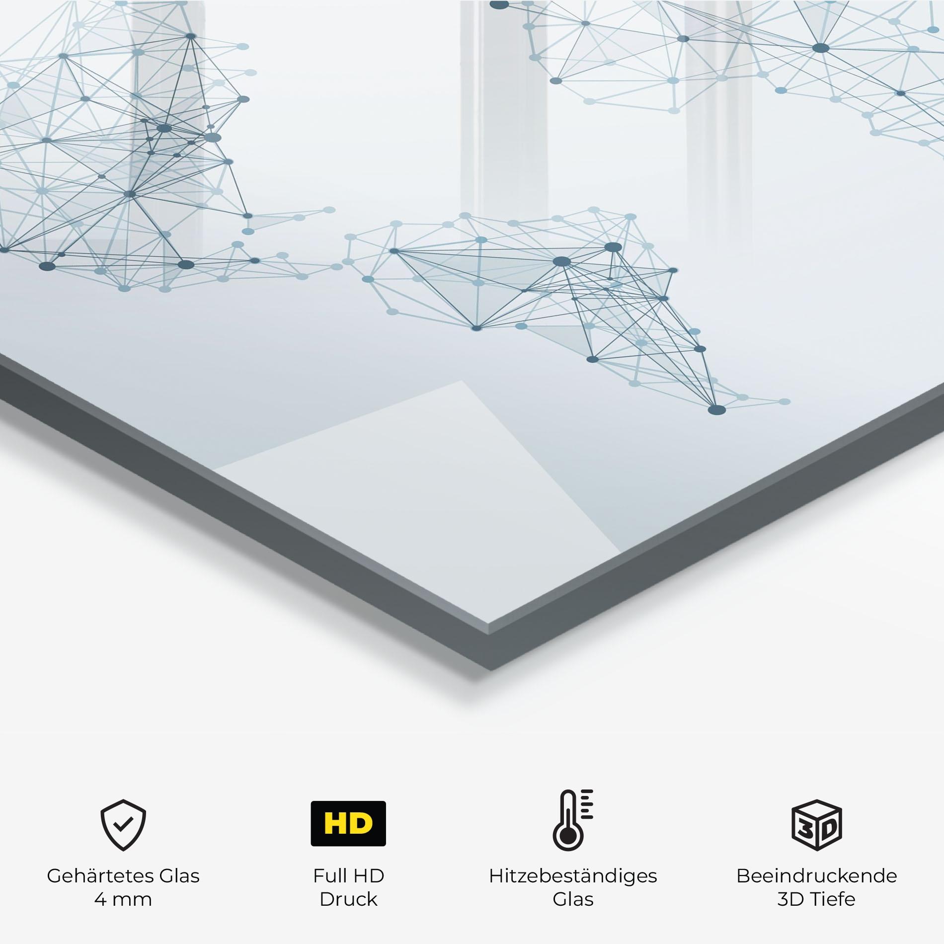 Küchenrückwand Glas Blue Line Map mockup 2