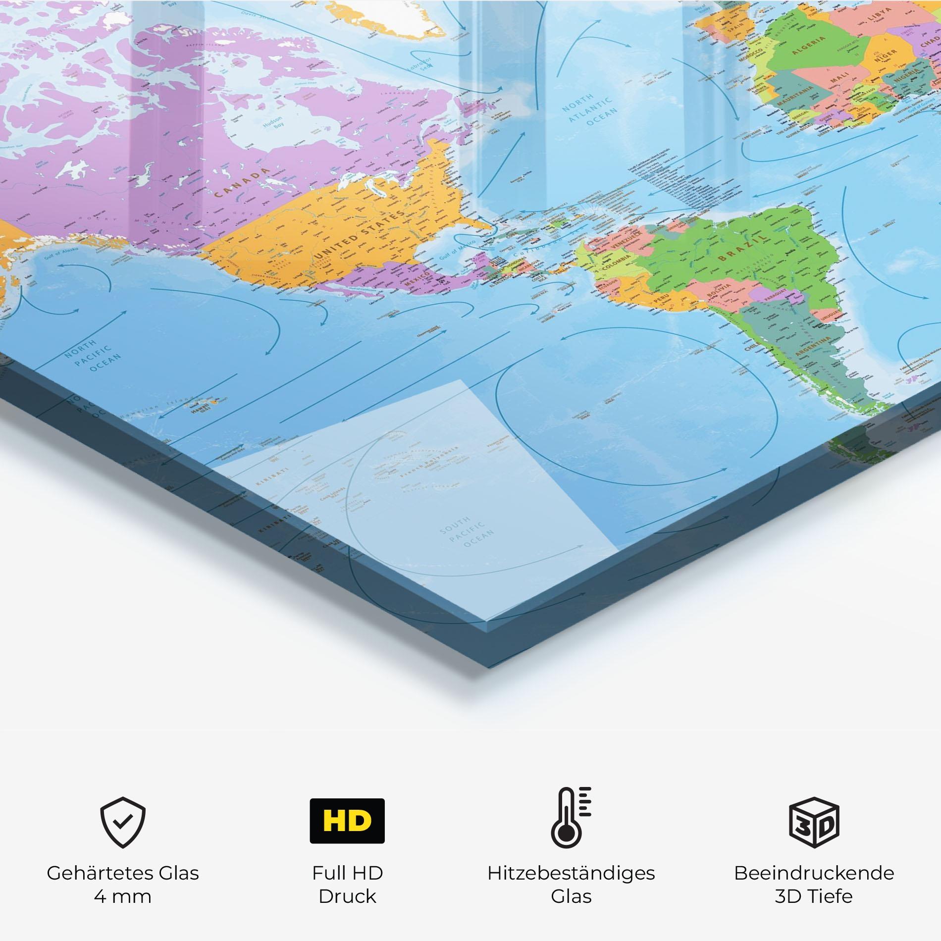 Küchenrückwand Glas Color World Map mockup 2