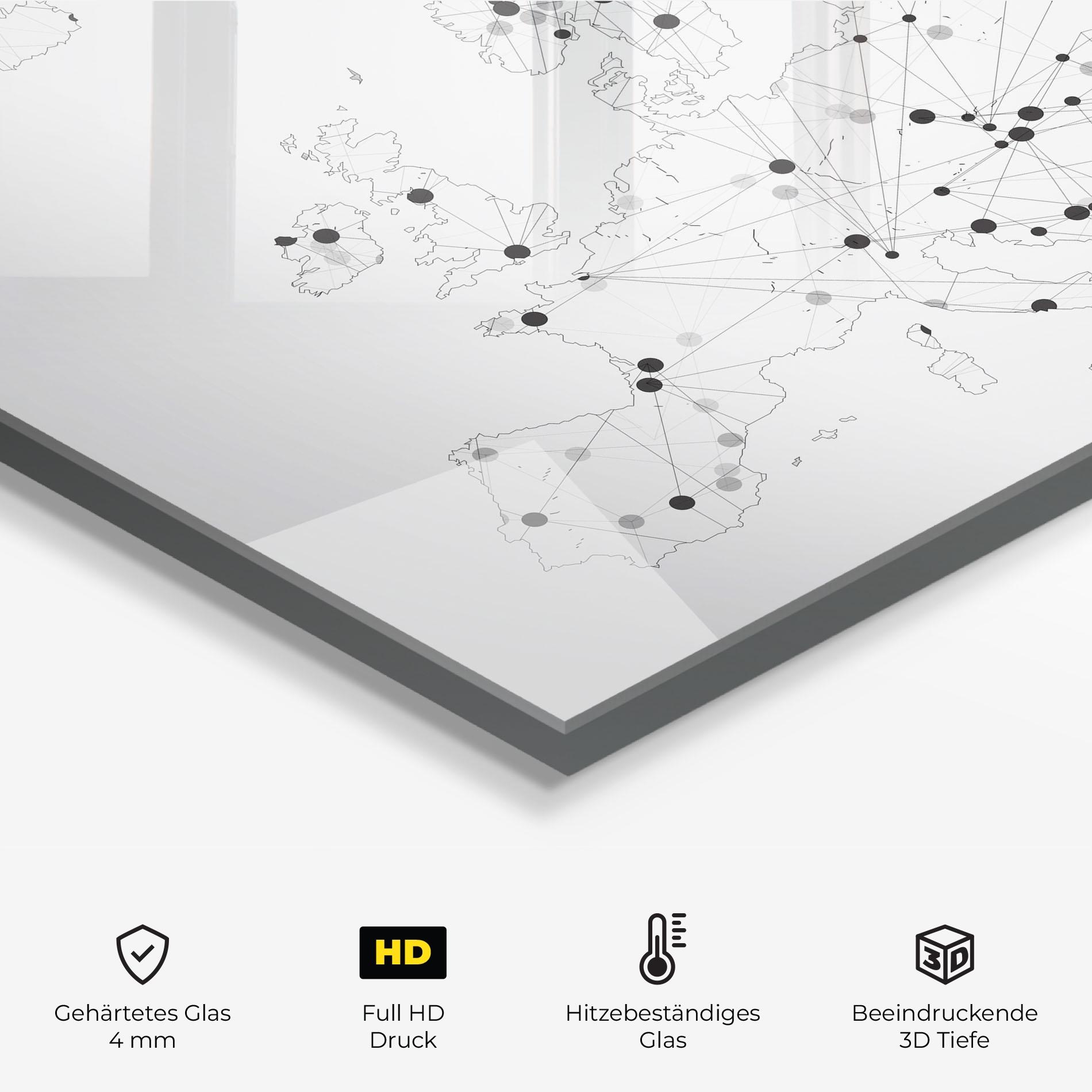 Küchenrückwand Glas Europe Line Map mockup 2