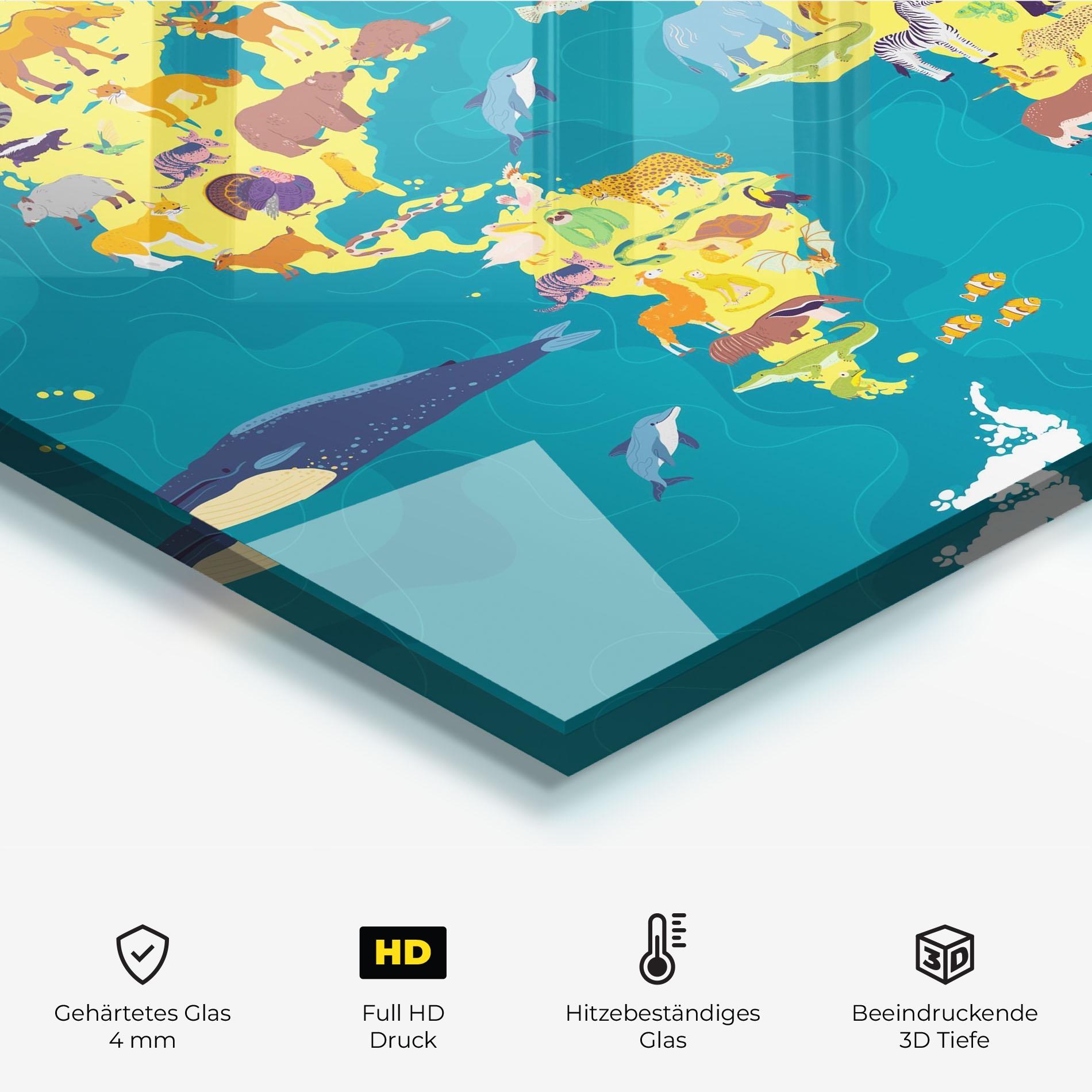 Küchenrückwand Glas Whale World Map mockup 2