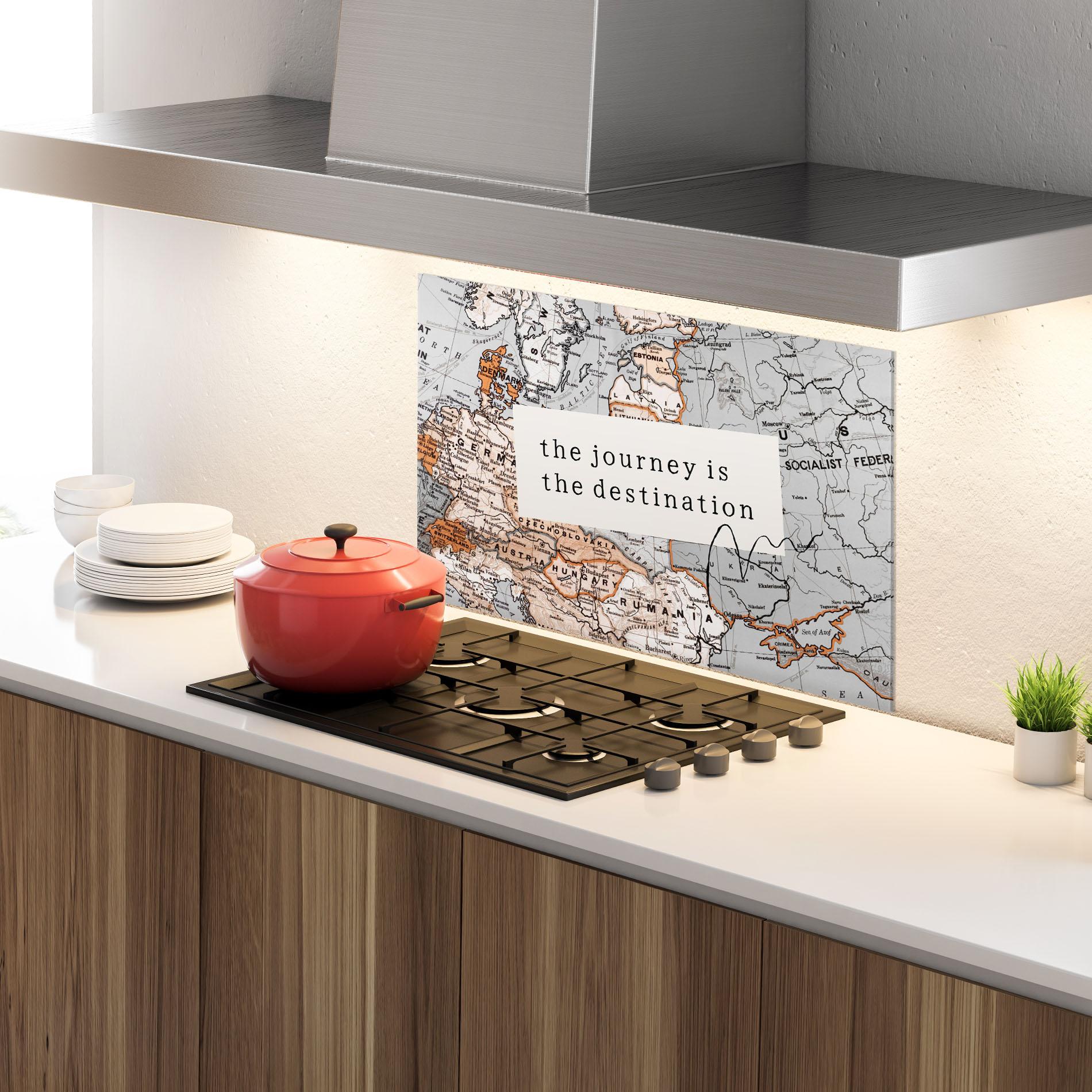 Küchenrückwand Glas Destination Journey mockup 4