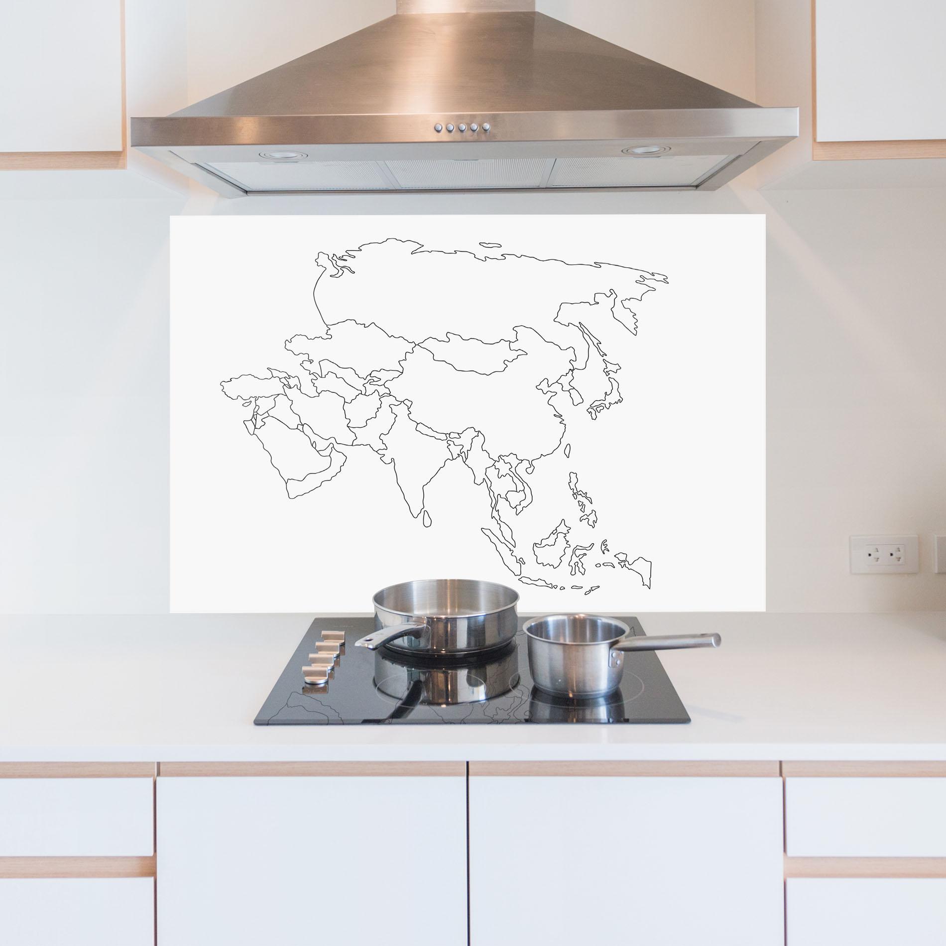 Küchenrückwand Glas Asia Map Line mockup 5