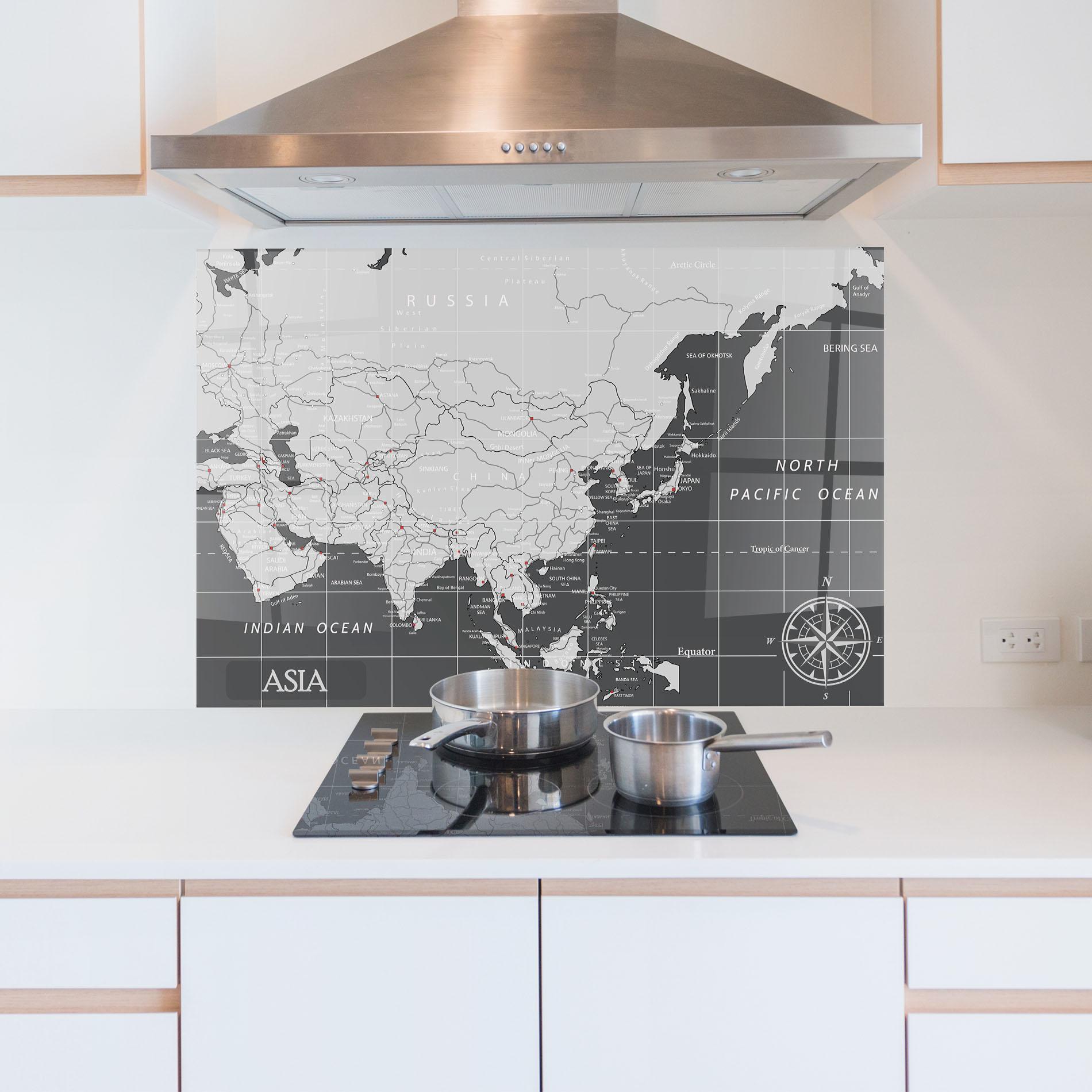 Küchenrückwand Glas Asia Minimal Map mockup 5