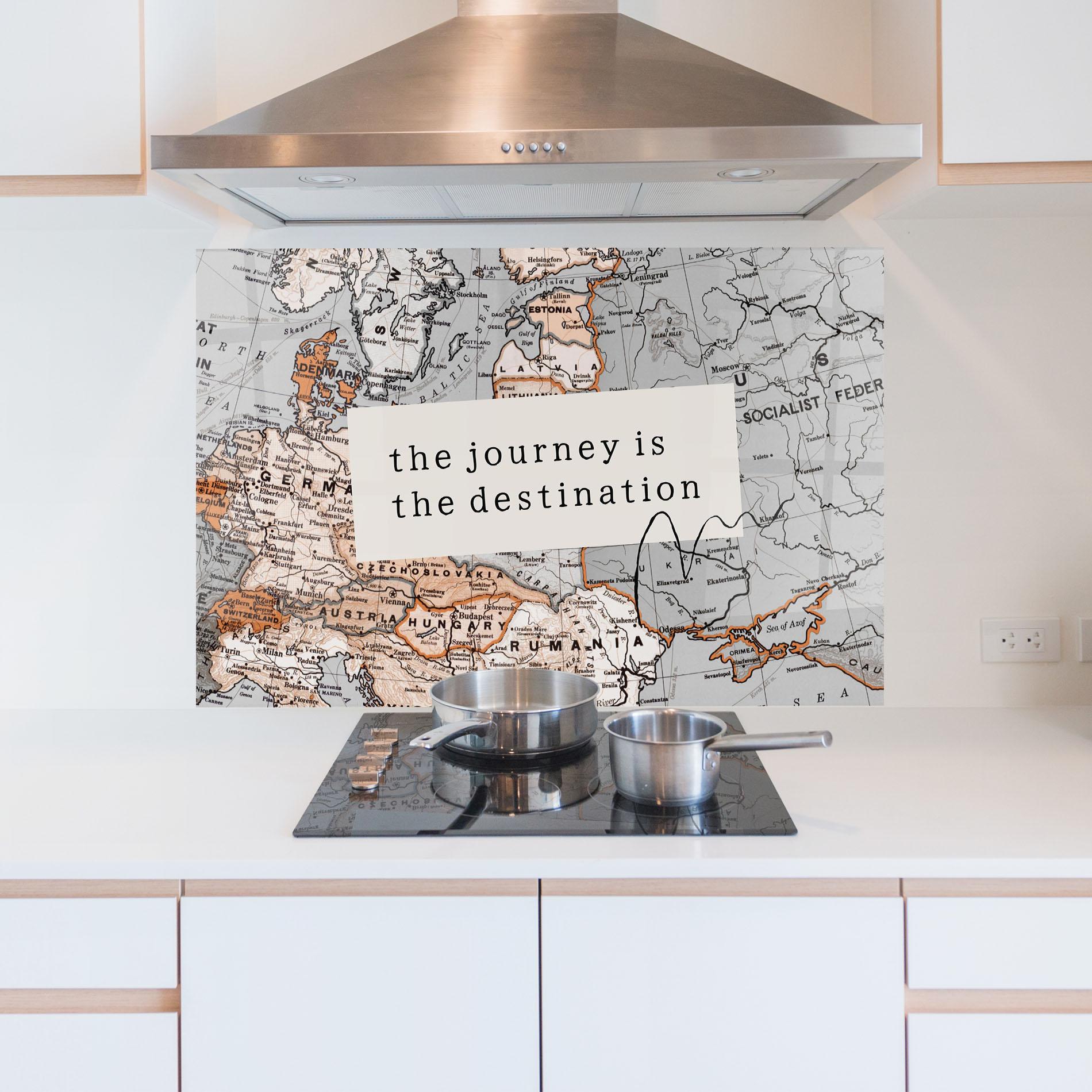 Küchenrückwand Glas Destination Journey mockup 5