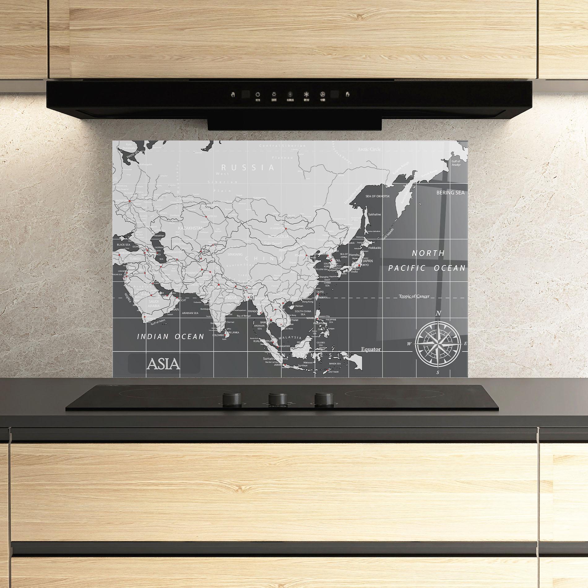Küchenrückwand Glas Asia Minimal Map mockup 3