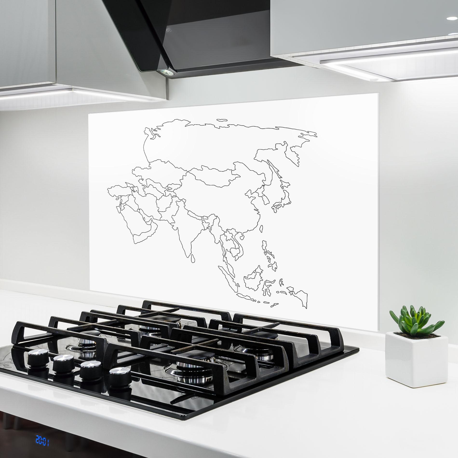 Küchenrückwand Glas Asia Map Line mockup 6