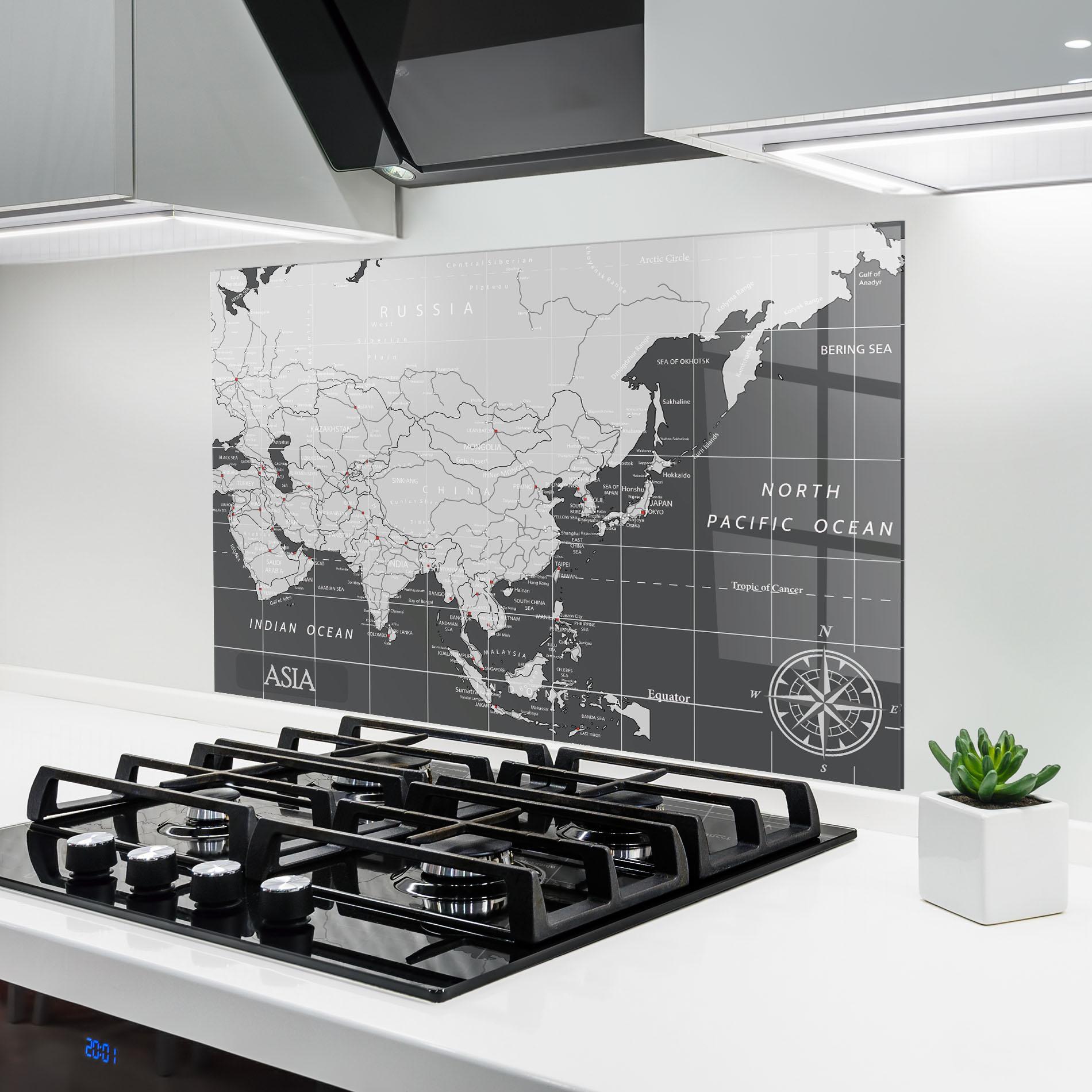 Küchenrückwand Glas Asia Minimal Map mockup 6