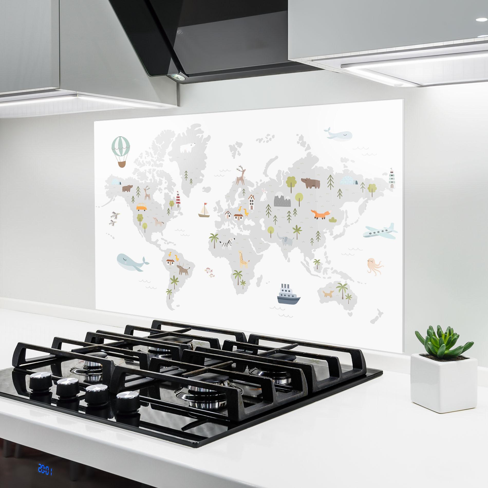 Küchenrückwand Glas Pretty Grey Map mockup 6