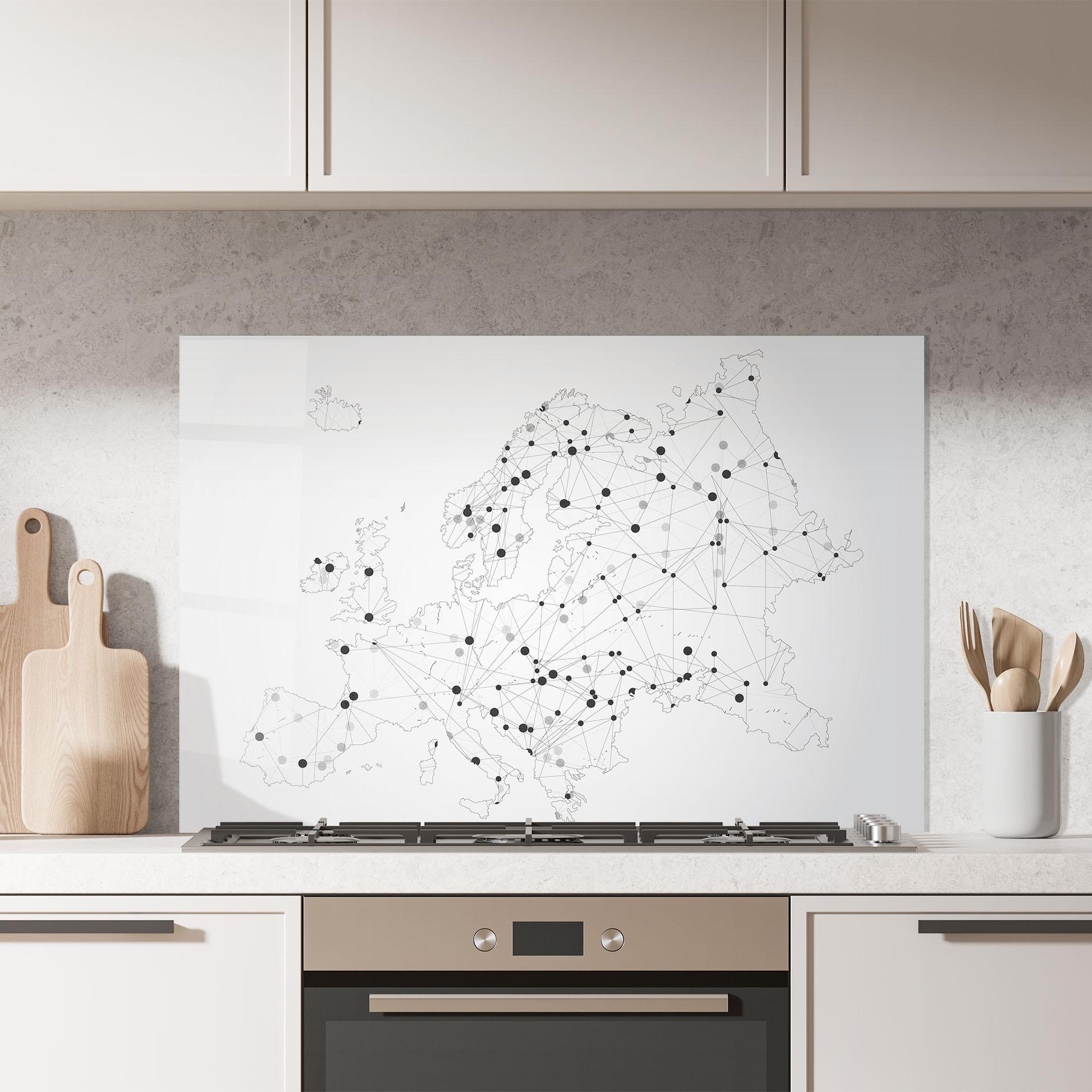 Küchenrückwand Glas Europe Line Map mockup 7