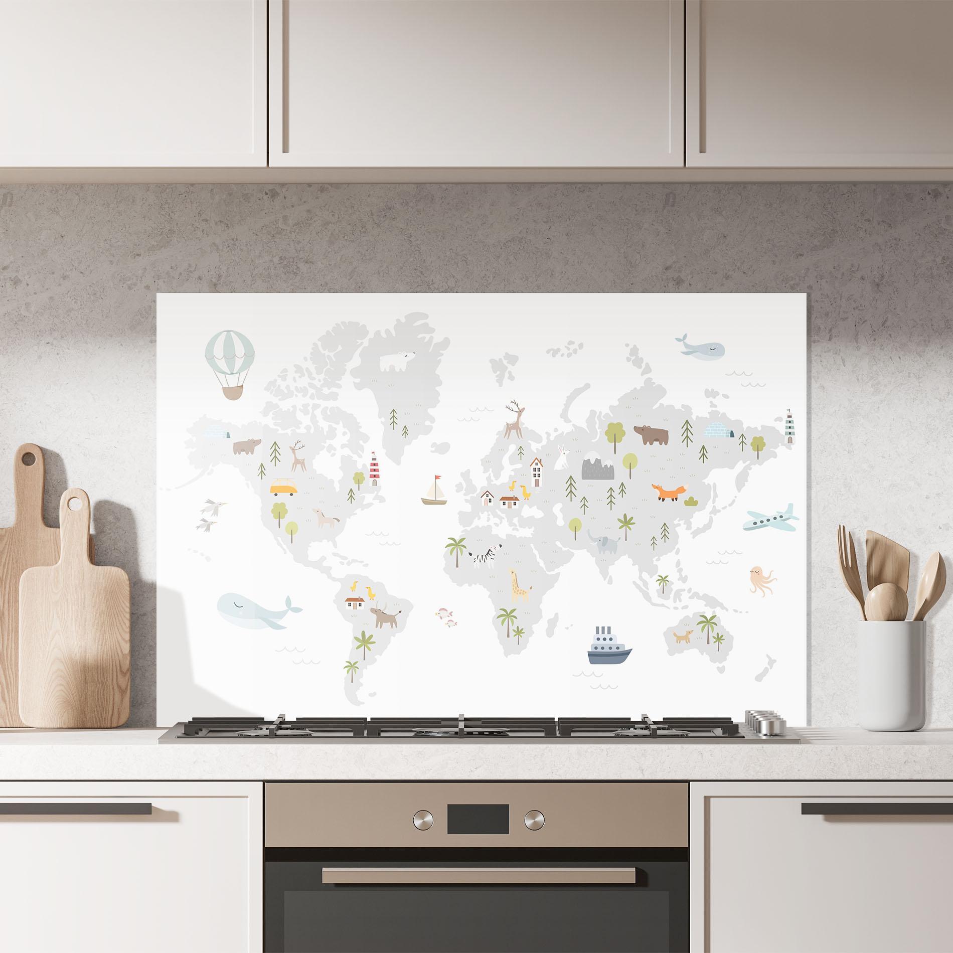 Küchenrückwand Glas Pretty Grey Map mockup 7