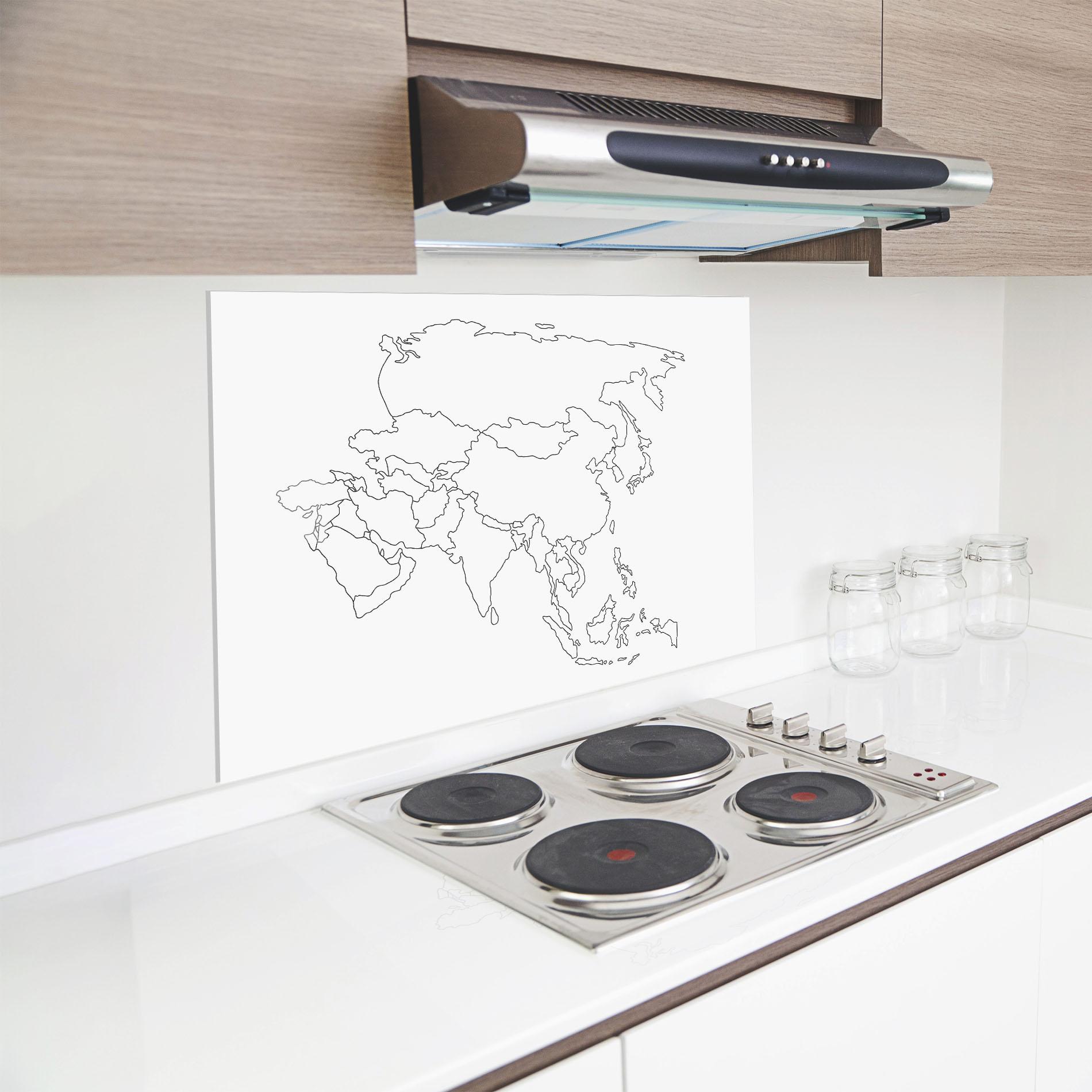 Küchenrückwand Glas Asia Map Line mockup 8