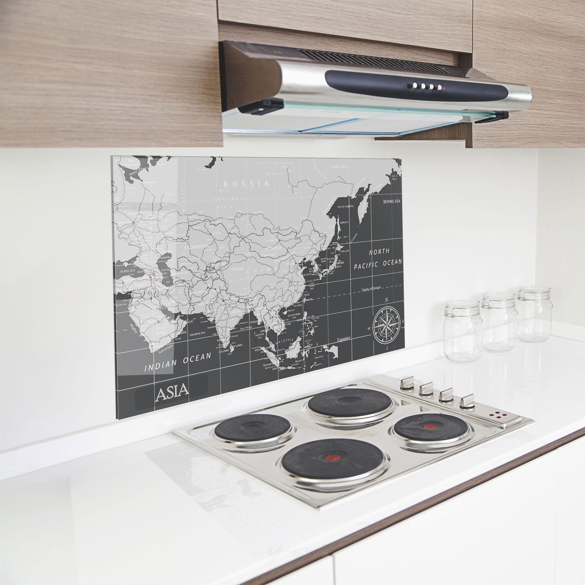 Küchenrückwand Glas Asia Minimal Map mockup 8