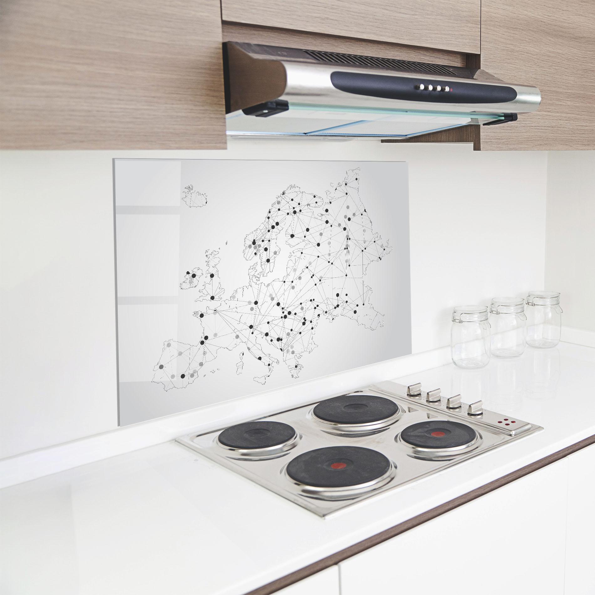 Küchenrückwand Glas Europe Line Map mockup 8