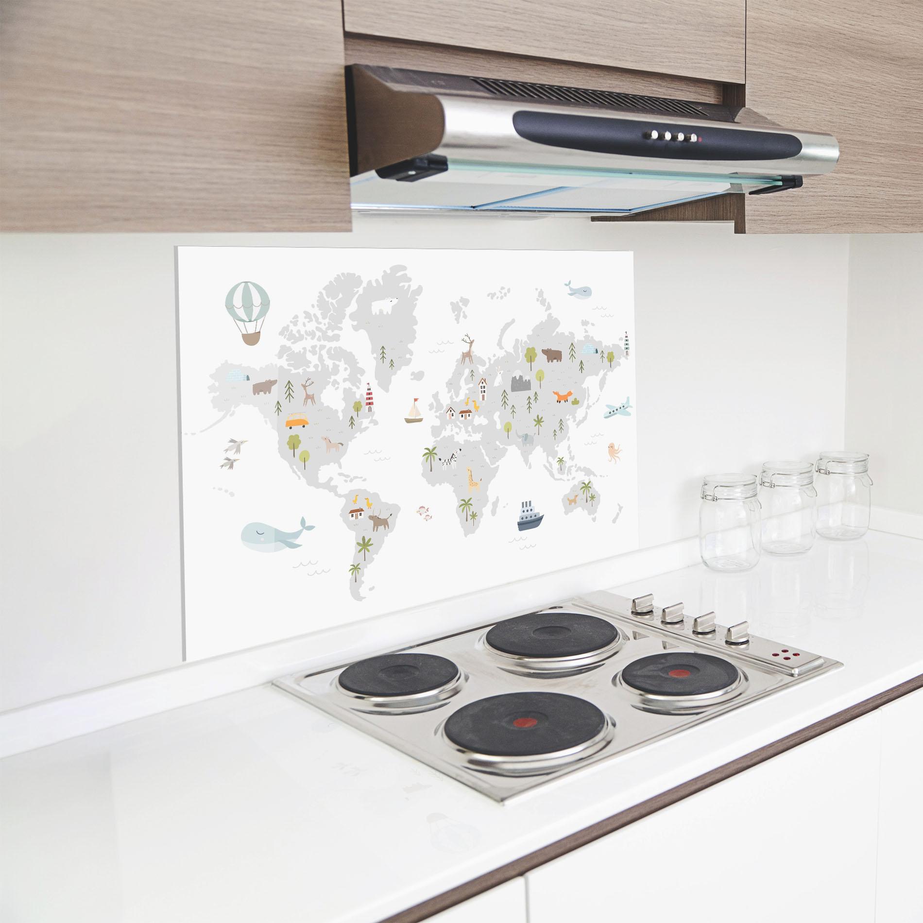 Küchenrückwand Glas Pretty Grey Map mockup 8