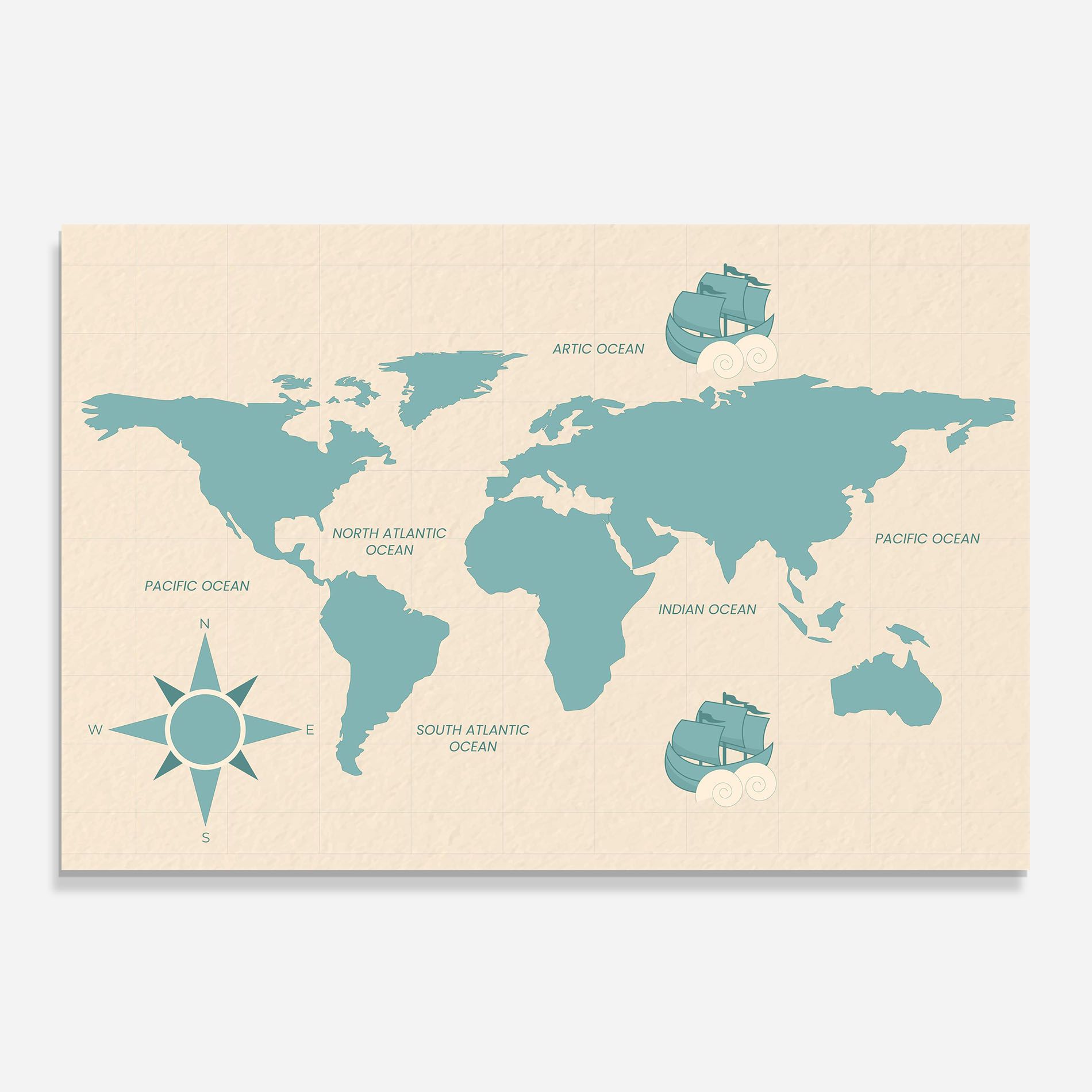 Cream Blue Map mockup 0