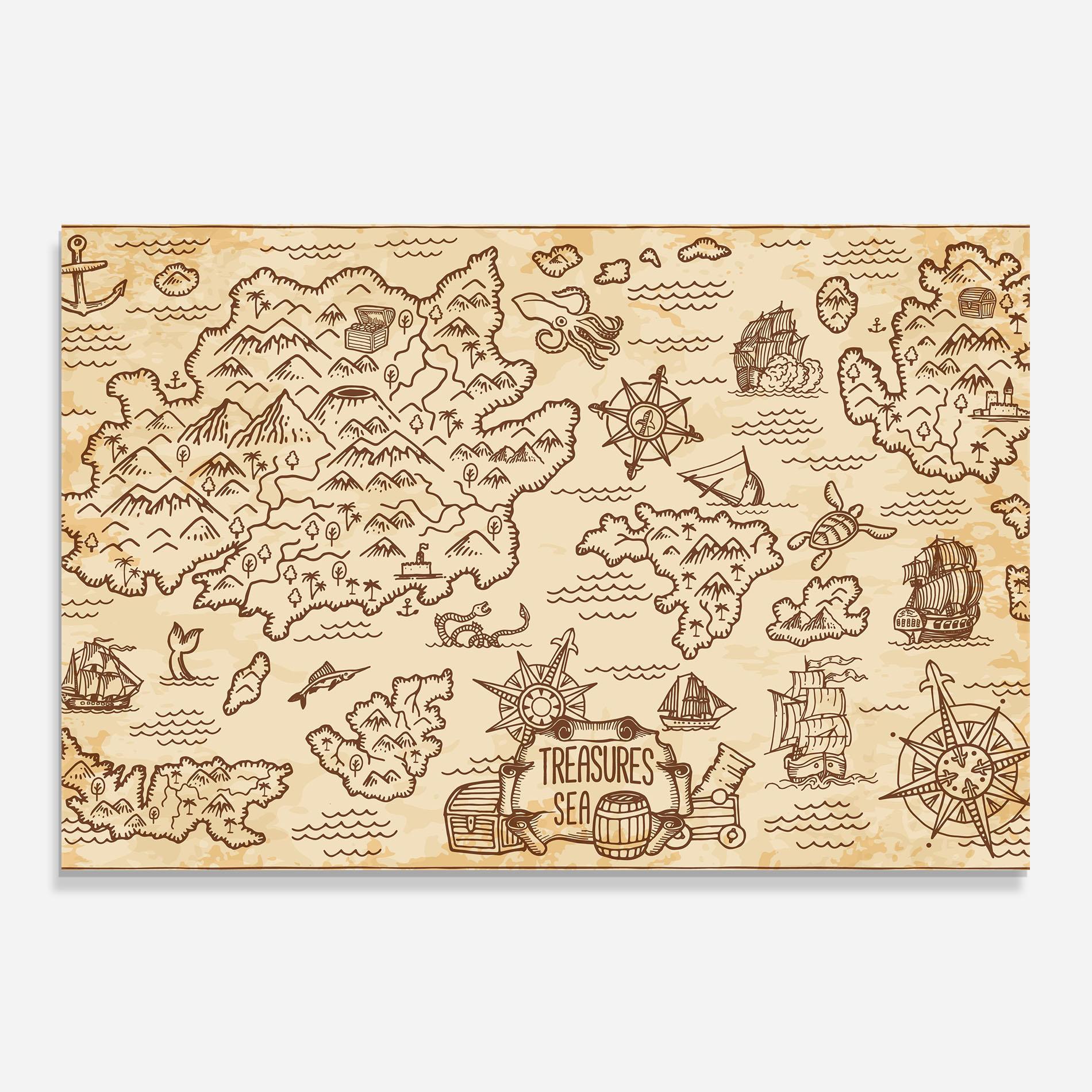 Küchenrückwand Glas Cream Coffee Map mockup 0