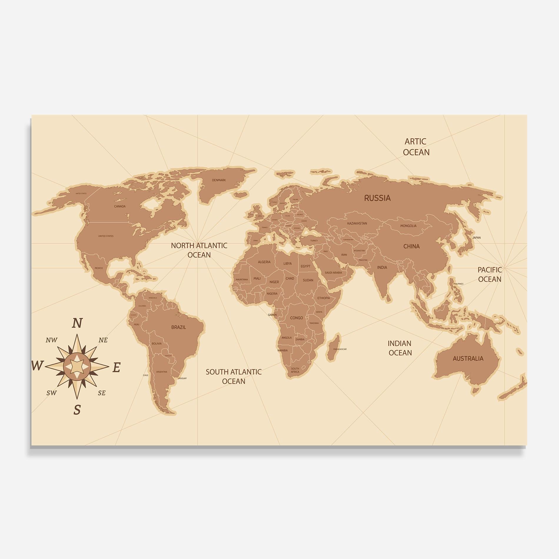 Küchenrückwand Glas Cream Map Vintage mockup 0