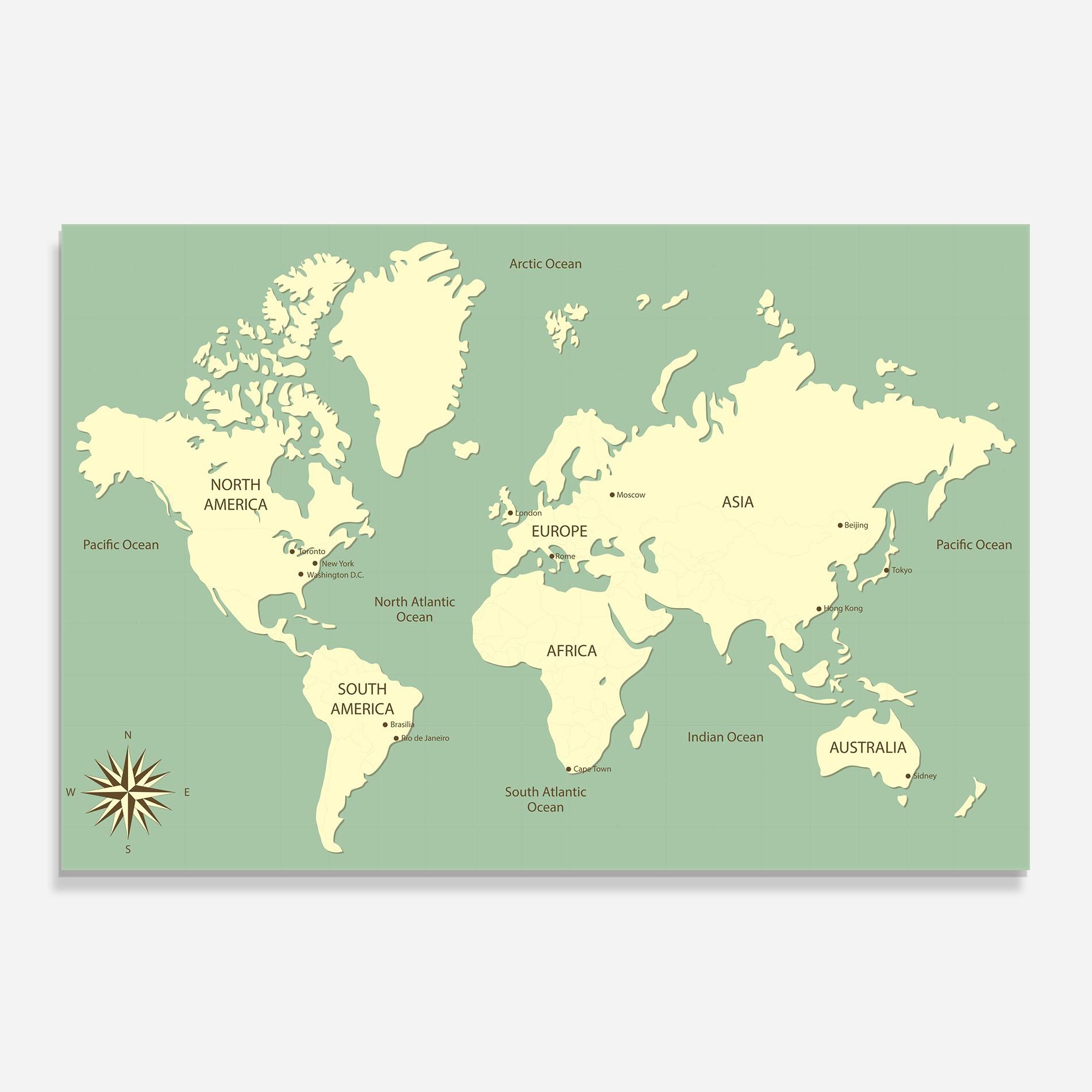 Küchenrückwand Glas Green Cream Map mockup 0