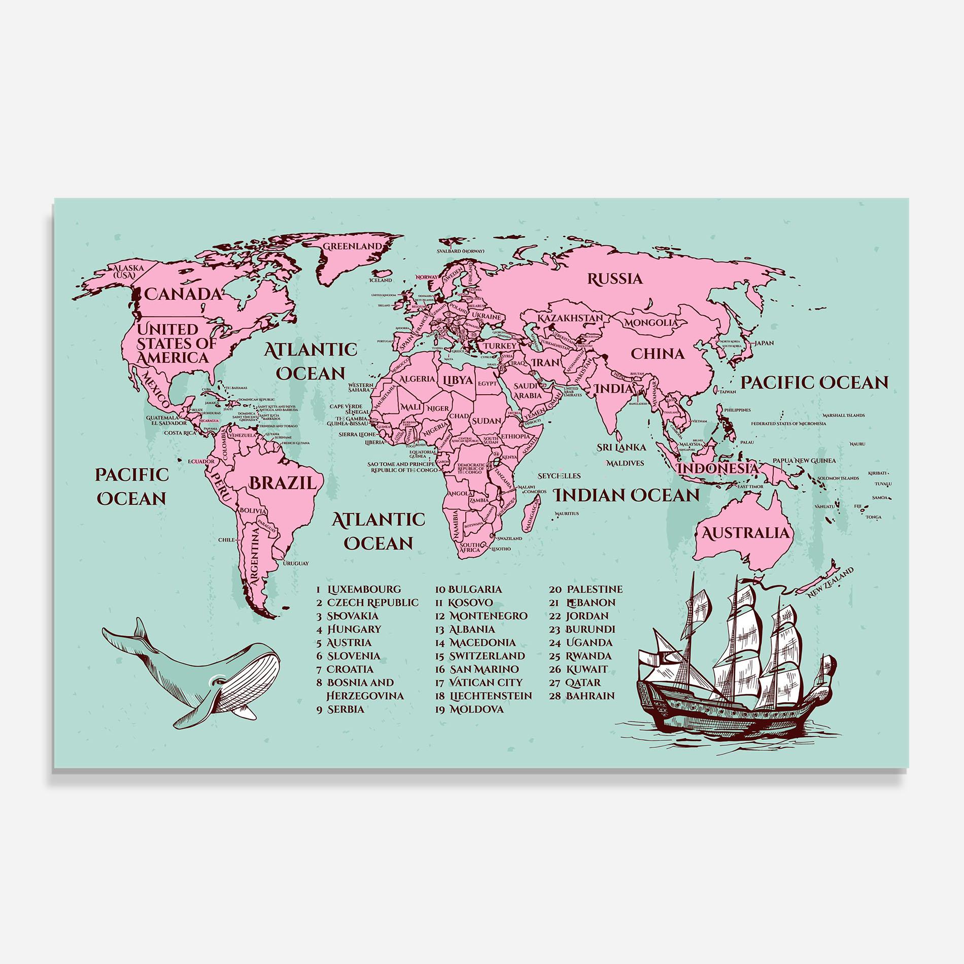 Küchenrückwand Glas Pink Pirate Map mockup 0