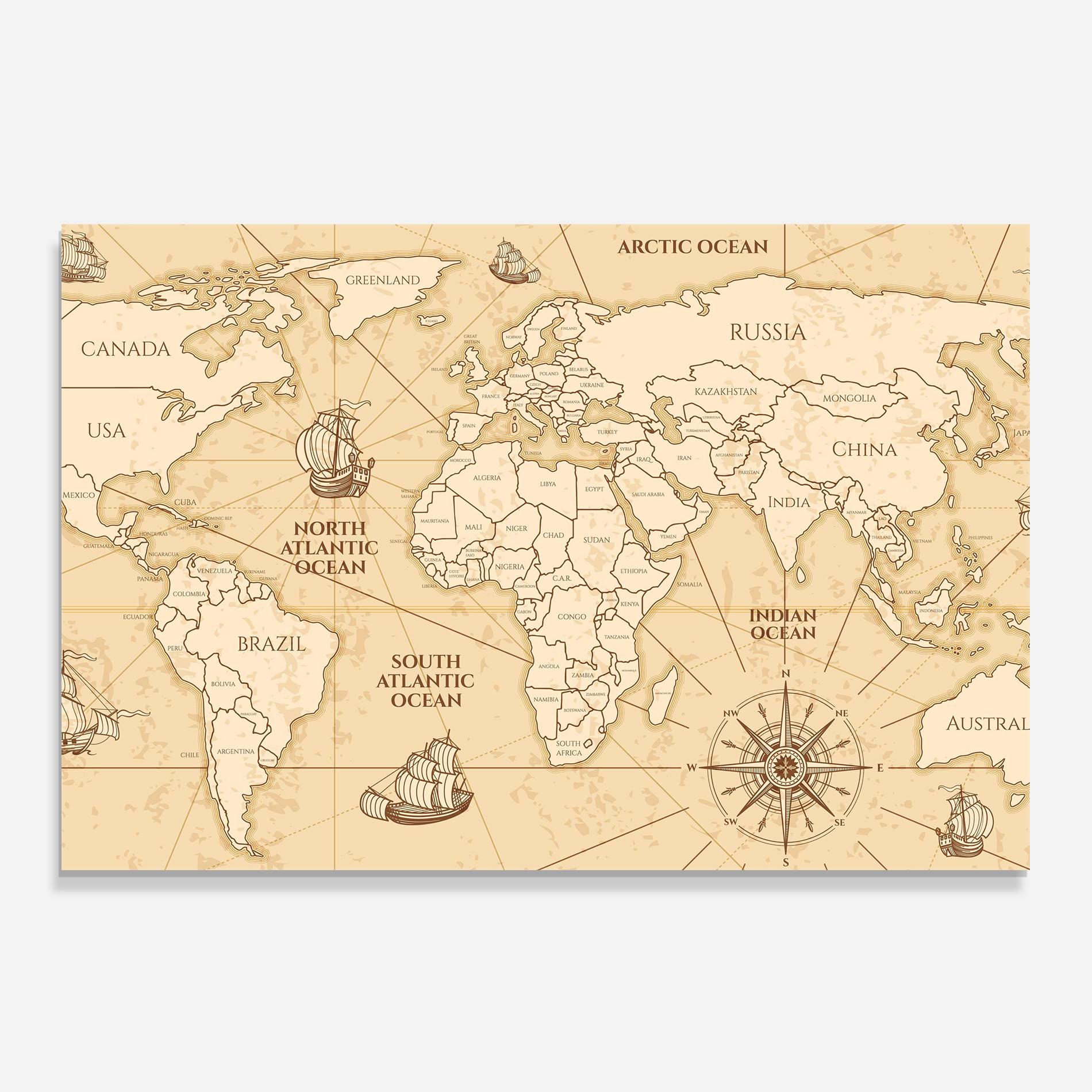 Küchenrückwand Glas Pirate Cream Map mockup 0