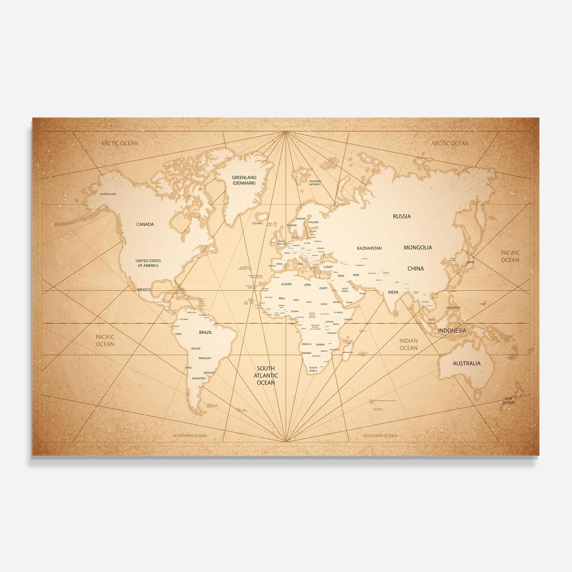 Küchenrückwand Glas World Vintage Map mockup 0