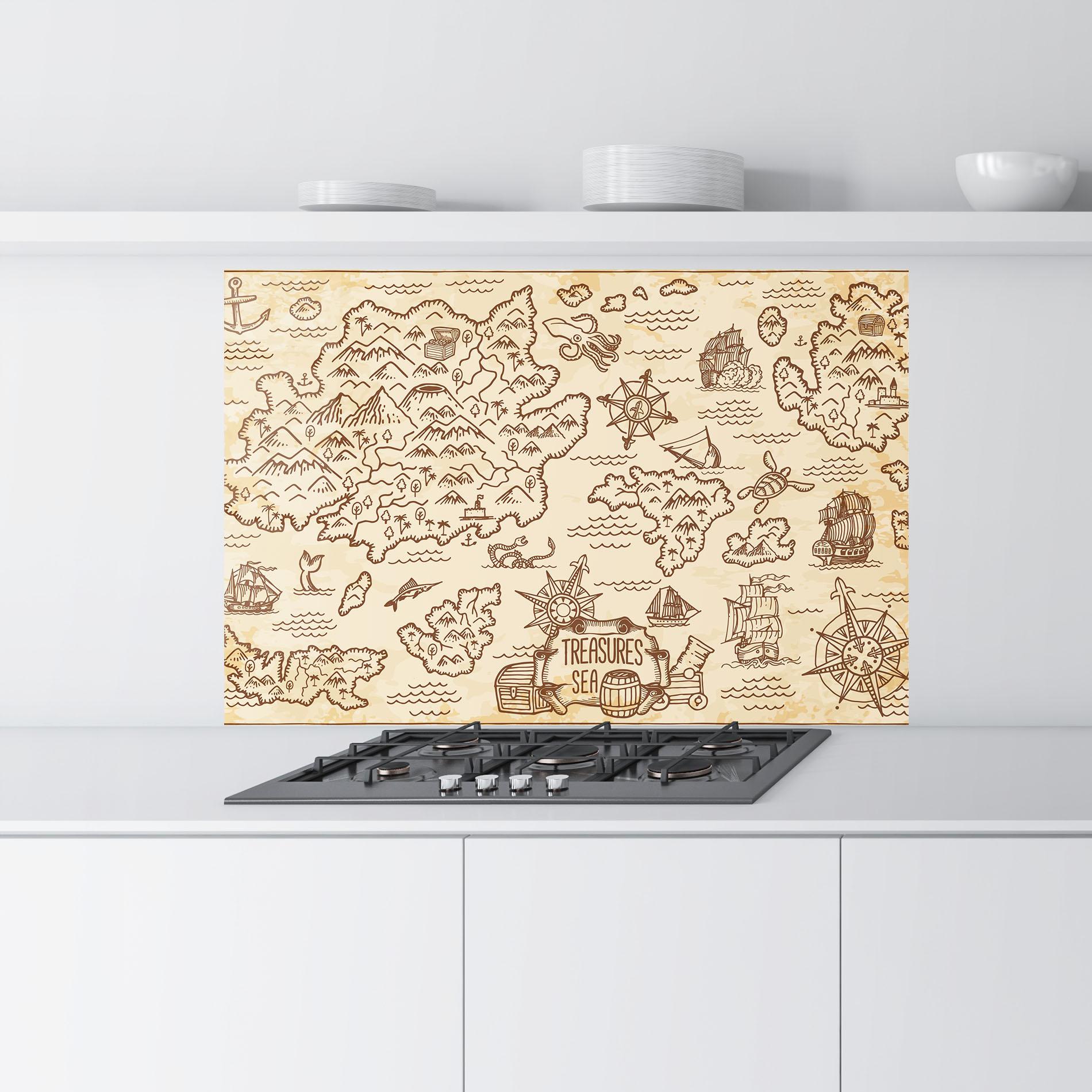 Küchenrückwand Glas Cream Coffee Map mockup 9