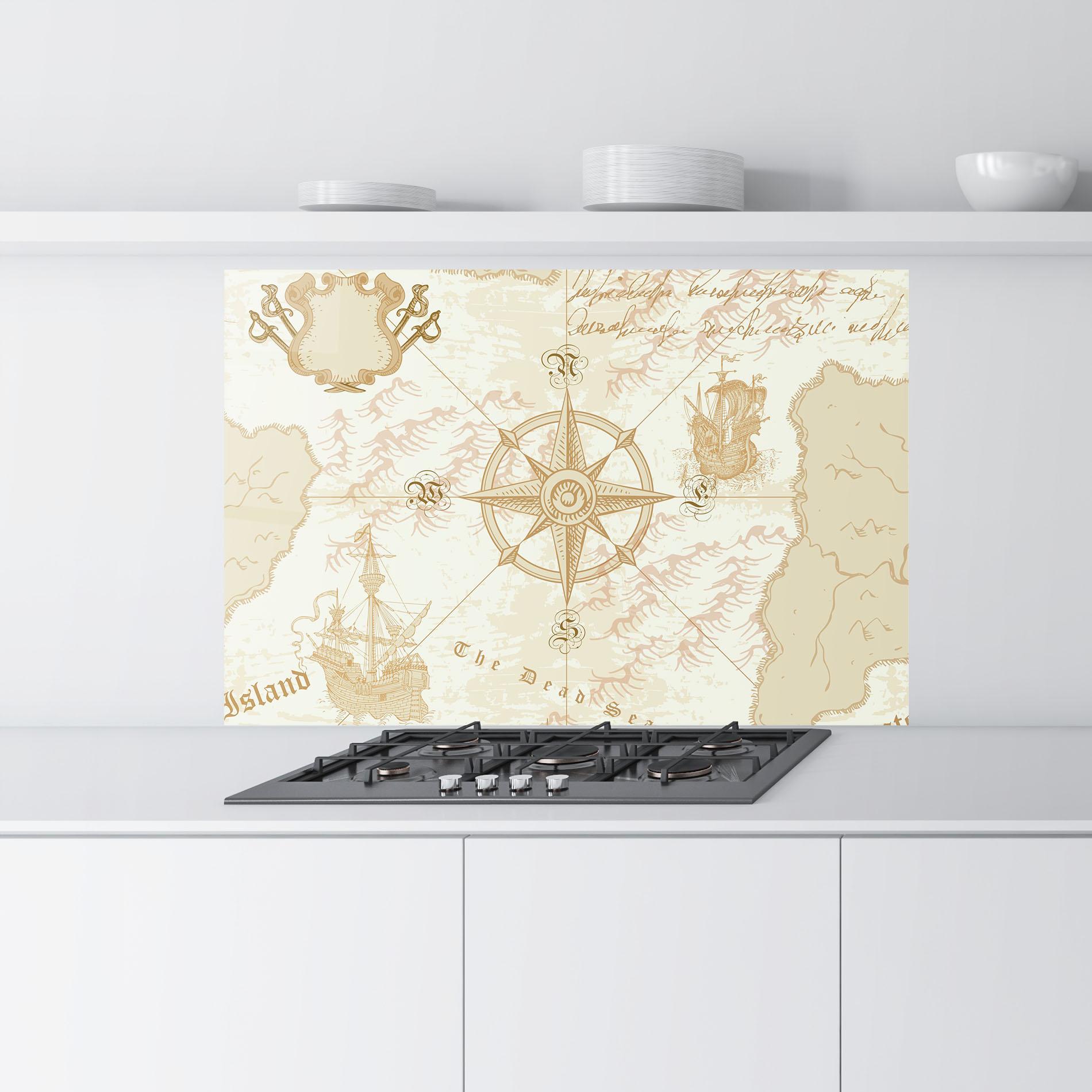Küchenrückwand Glas Cream Compass mockup 9