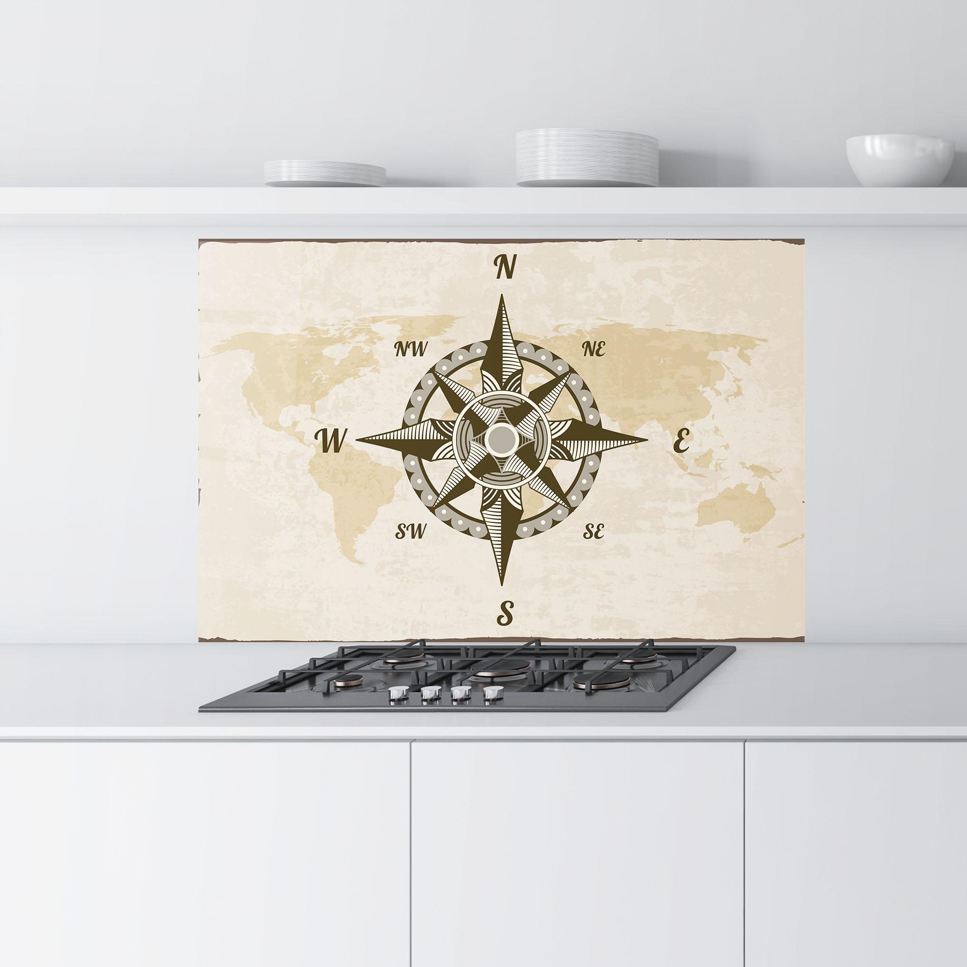 Küchenrückwand Glas Nautical Compass mockup 9