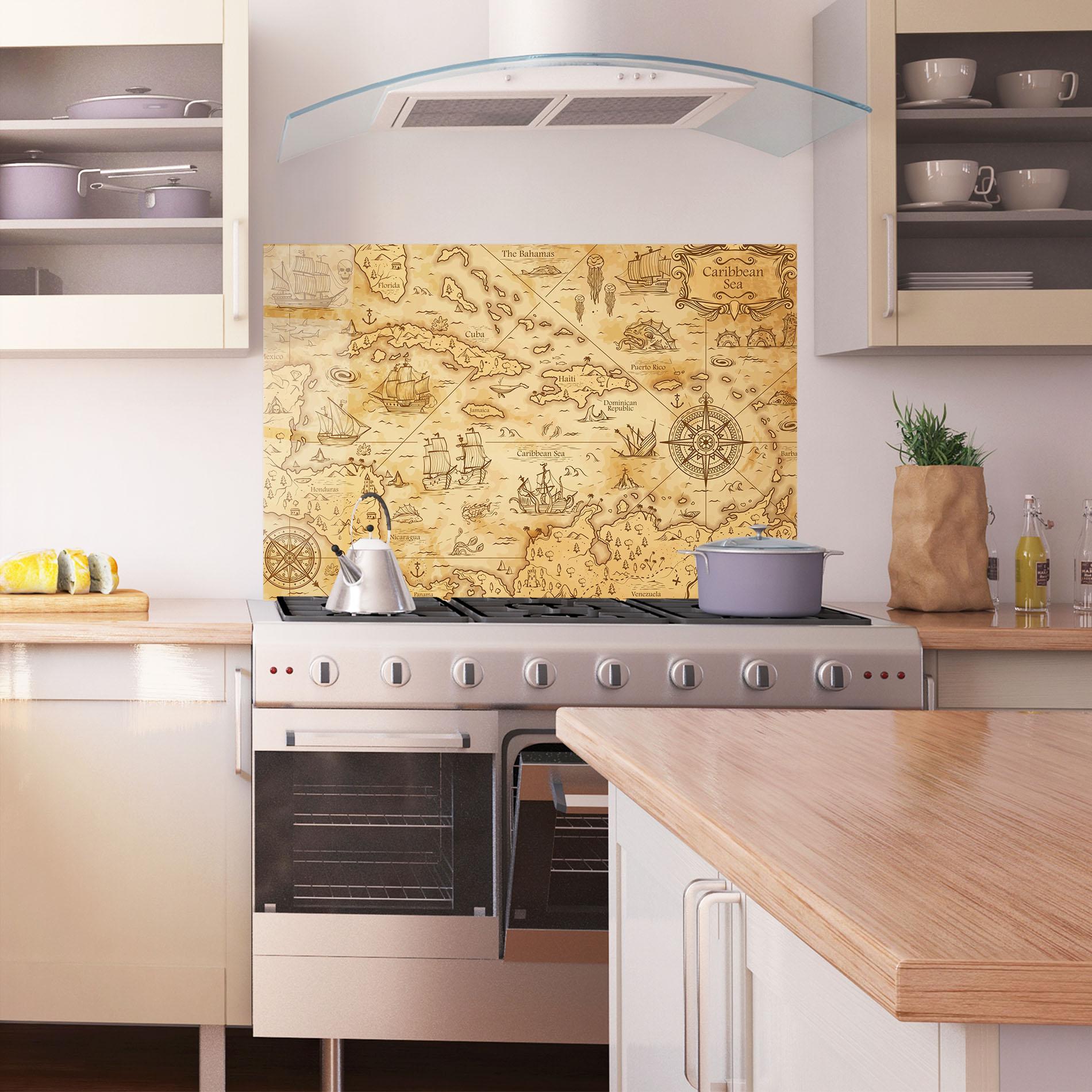 Küchenrückwand Glas Caribbean Sea mockup 1