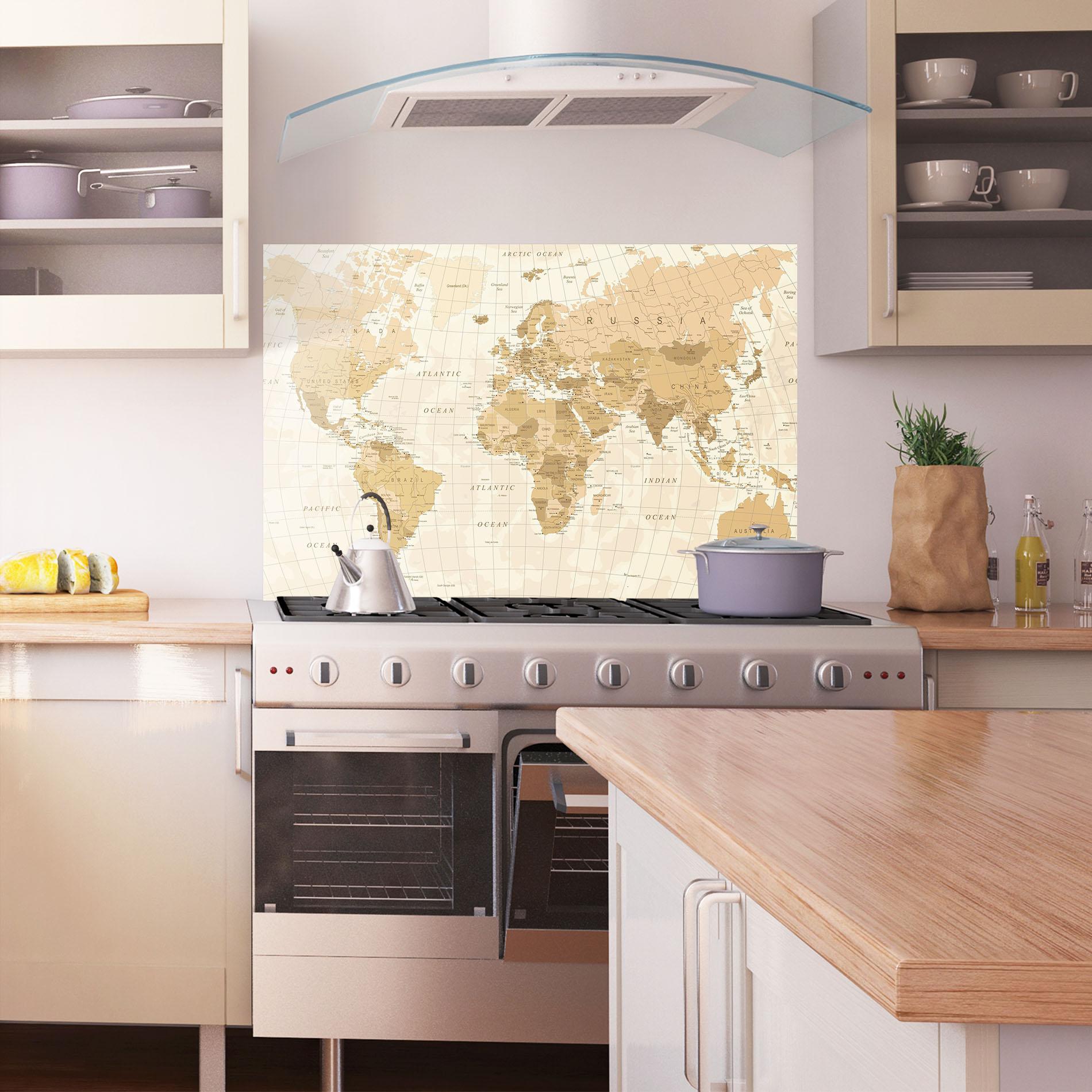Küchenrückwand Glas Cream Color Map mockup 1