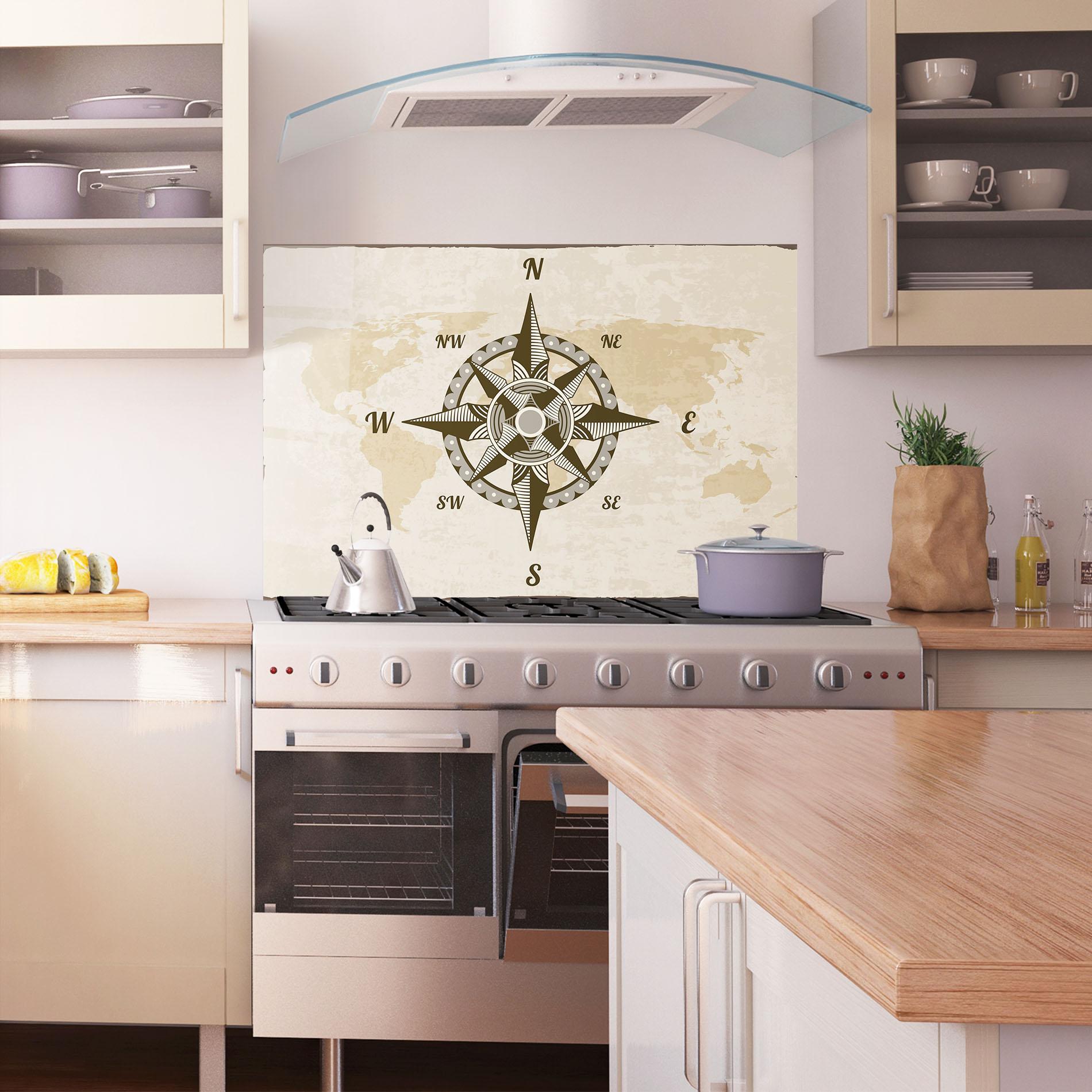 Küchenrückwand Glas Nautical Compass mockup 1