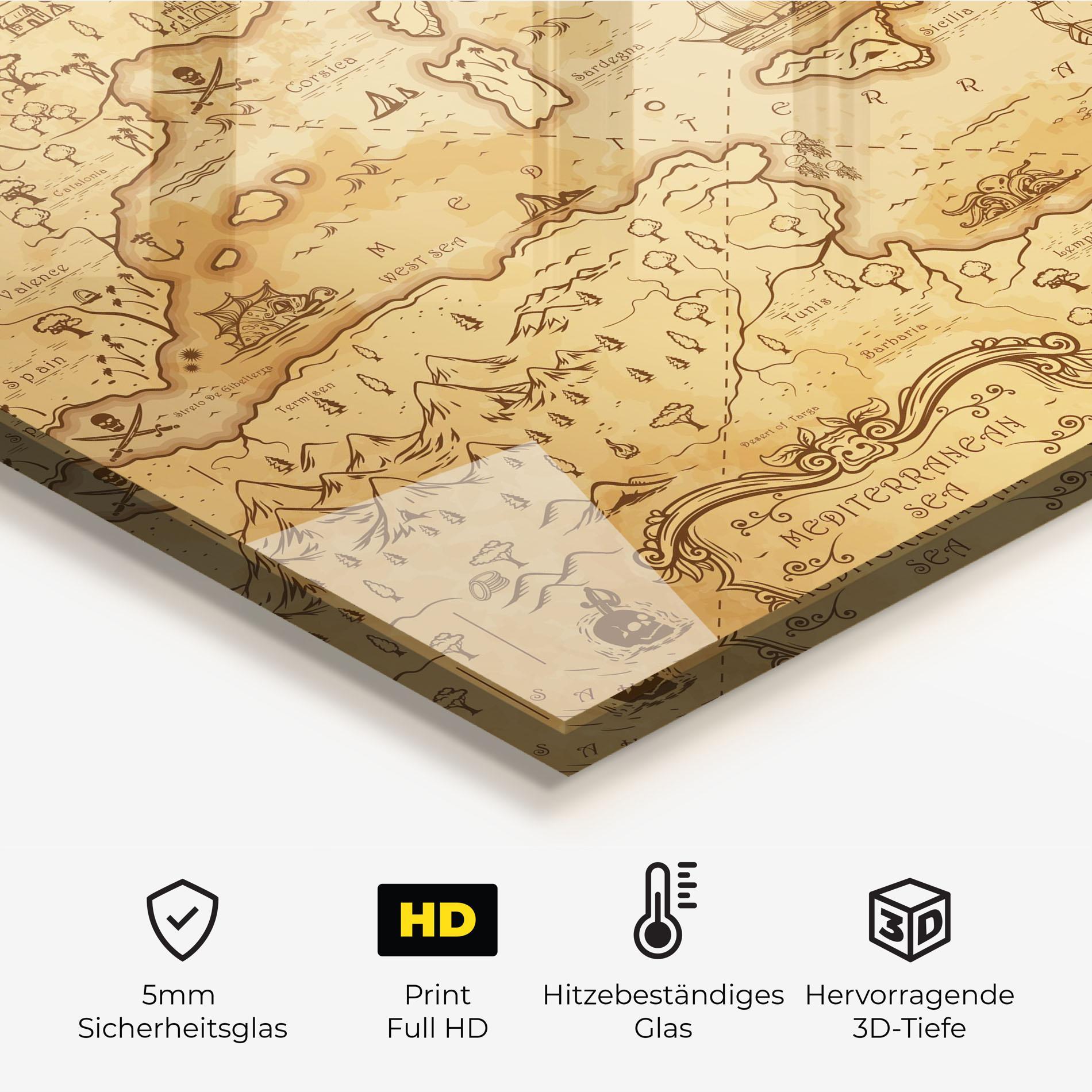 Küchenrückwand Glas Cream Brown Map mockup 2