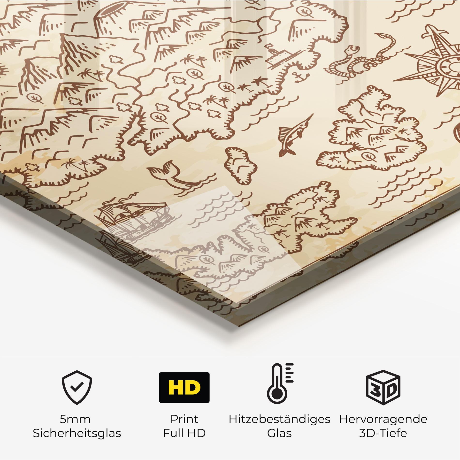 Küchenrückwand Glas Cream Coffee Map mockup 2