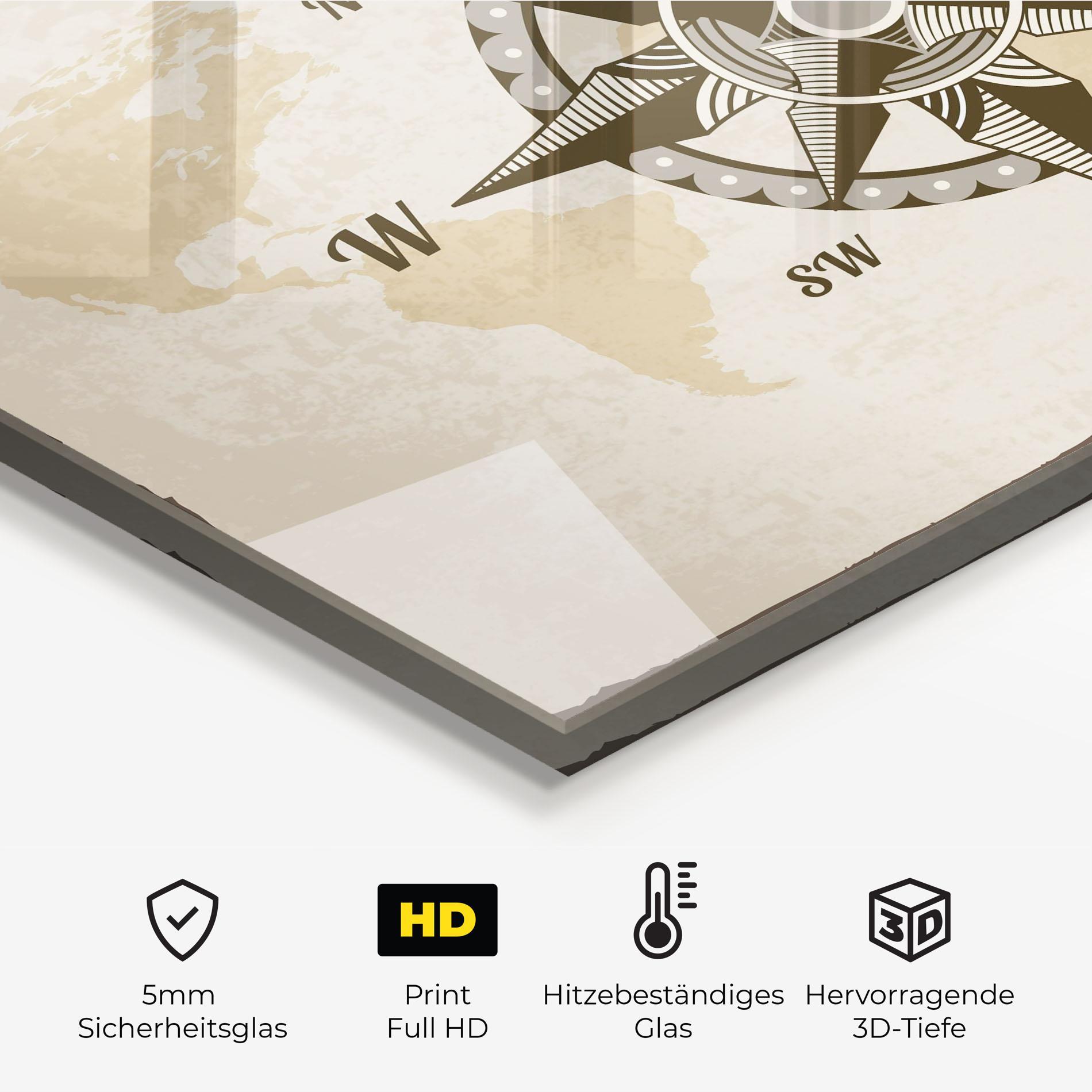 Küchenrückwand Glas Nautical Compass mockup 2