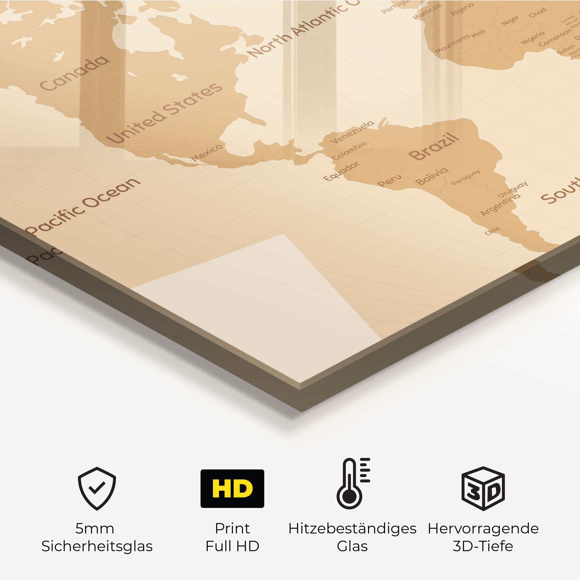 Küchenrückwand Glas Ocean Old Map mockup 2