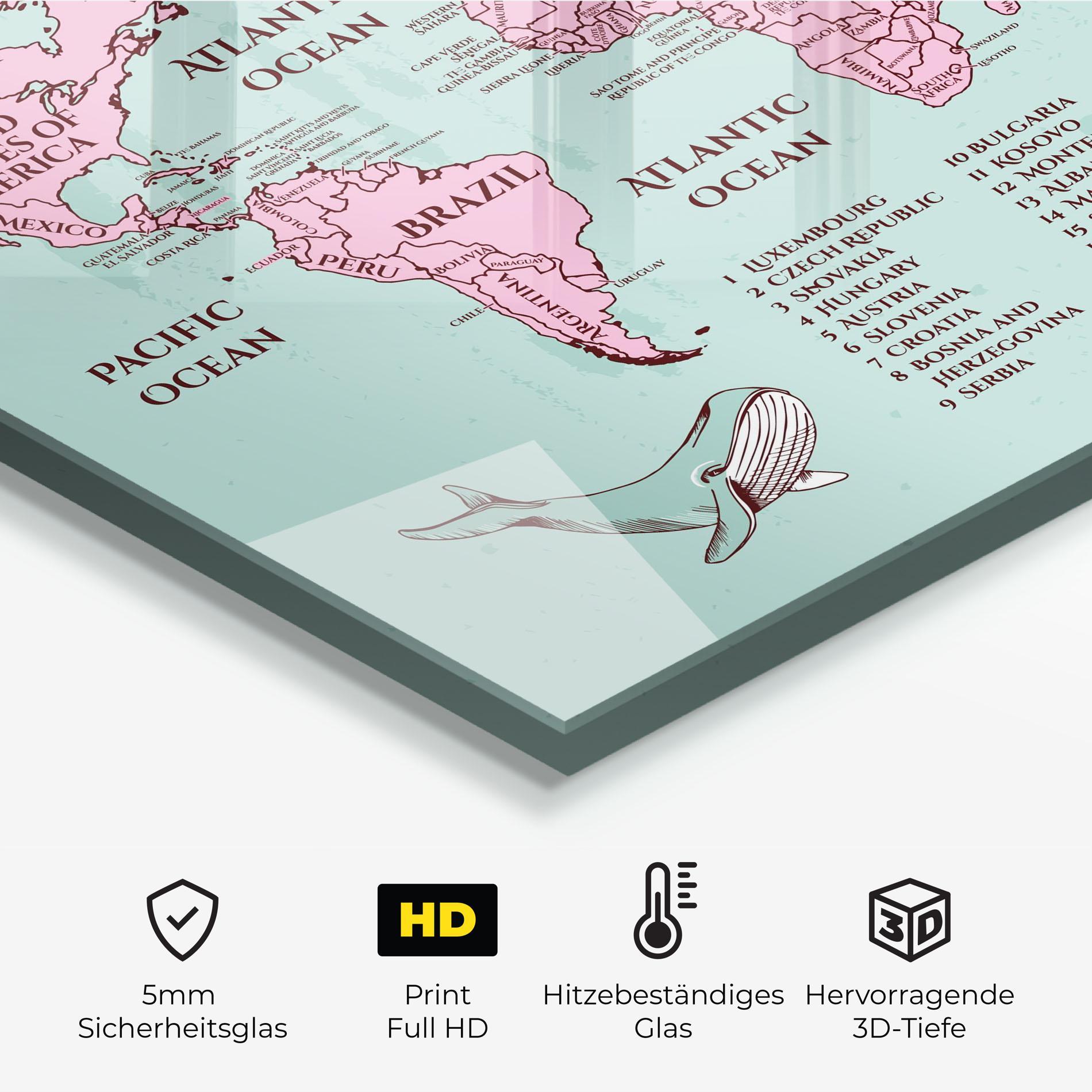 Küchenrückwand Glas Pink Pirate Map mockup 2