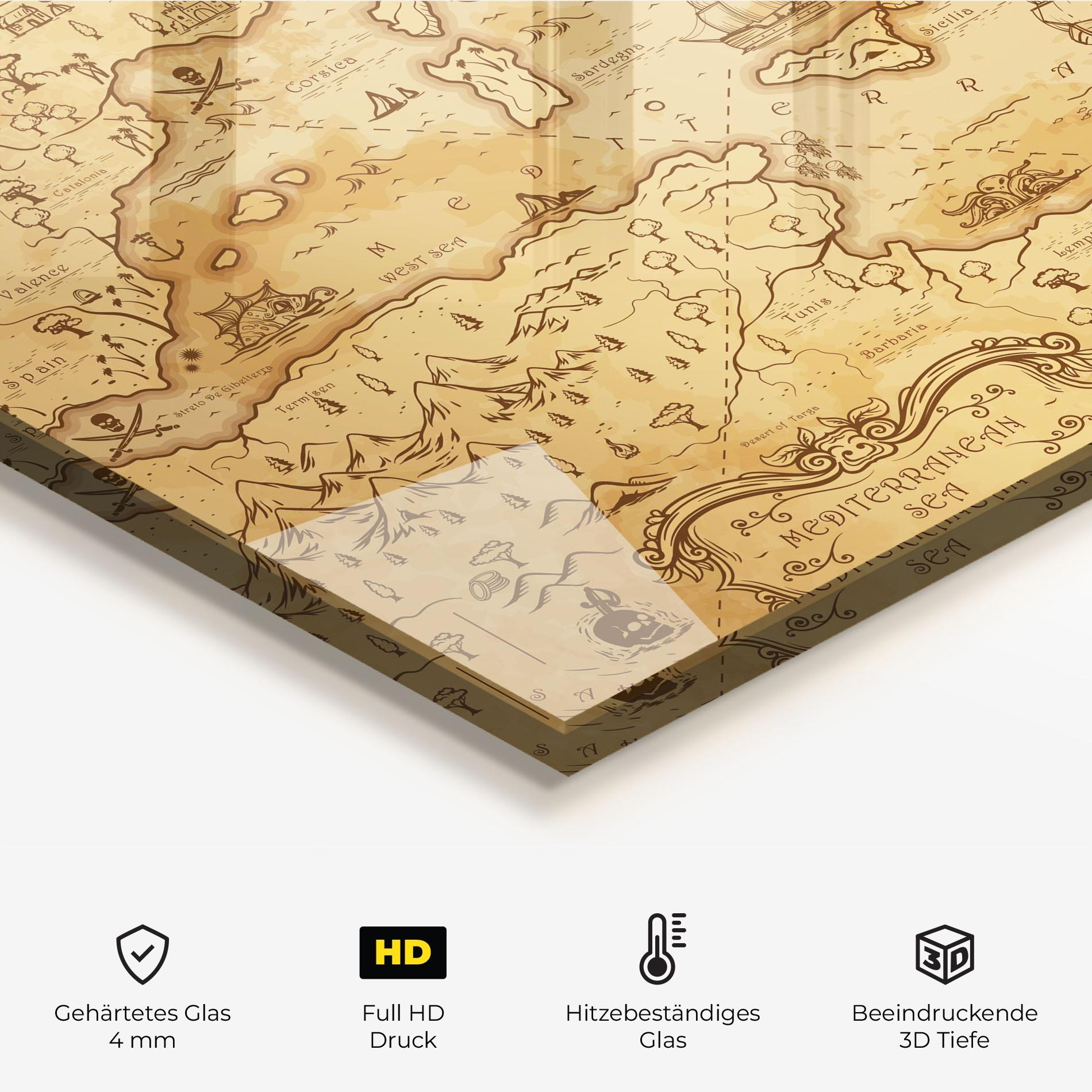 Küchenrückwand Glas Cream Brown Map mockup 2
