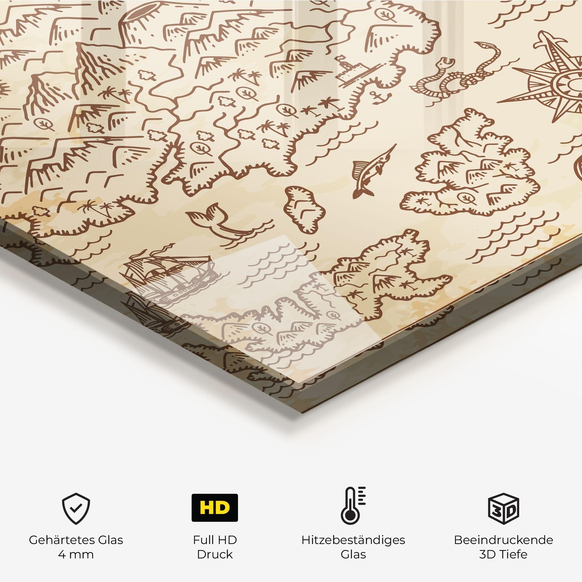 Küchenrückwand Glas Cream Coffee Map mockup 2