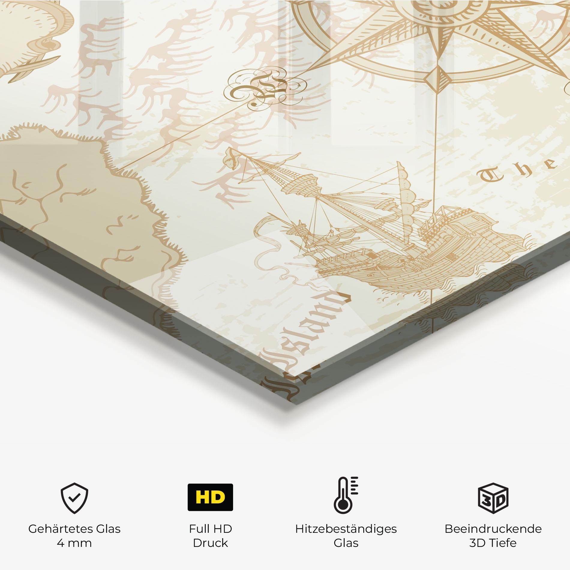 Küchenrückwand Glas Cream Compass mockup 2