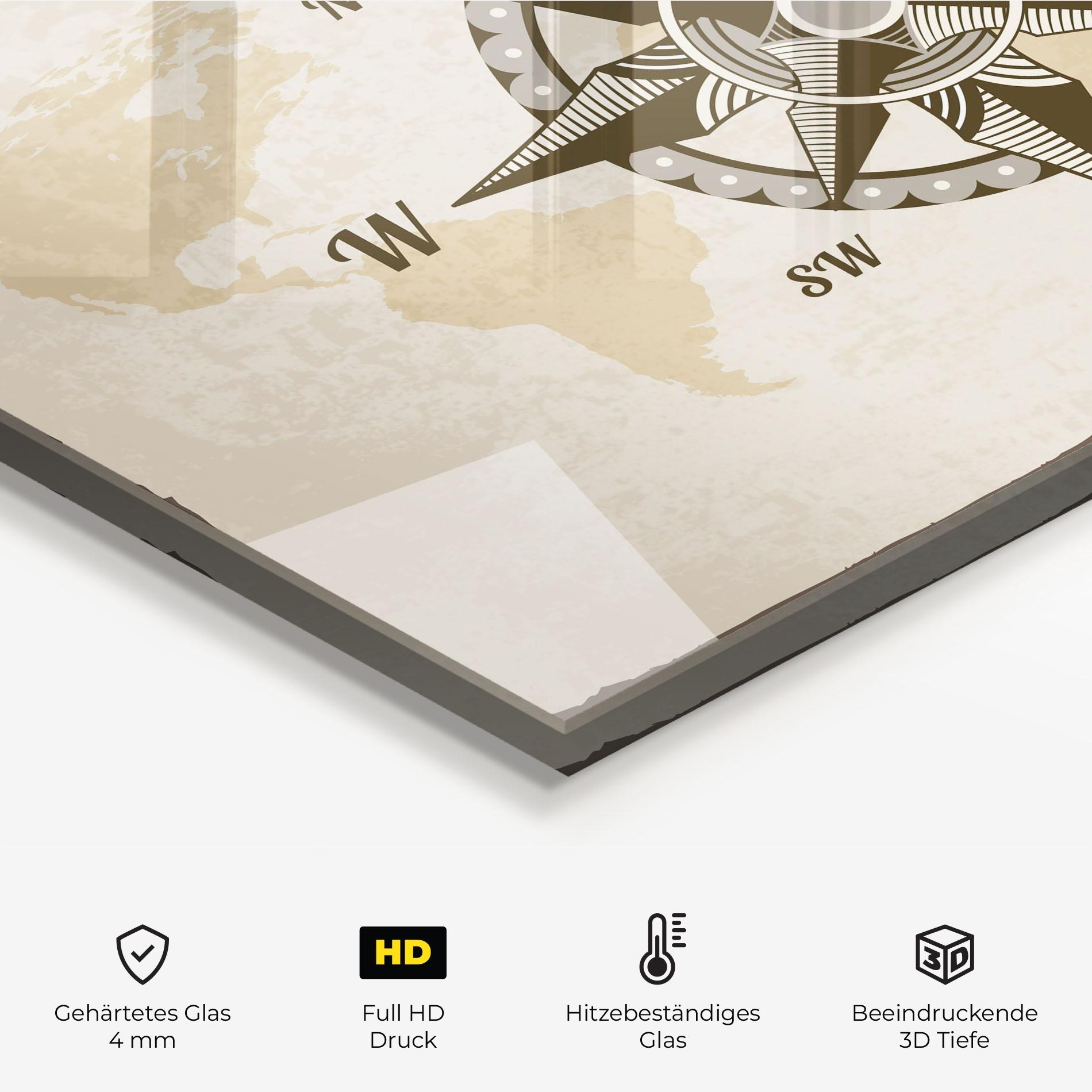 Küchenrückwand Glas Nautical Compass mockup 2