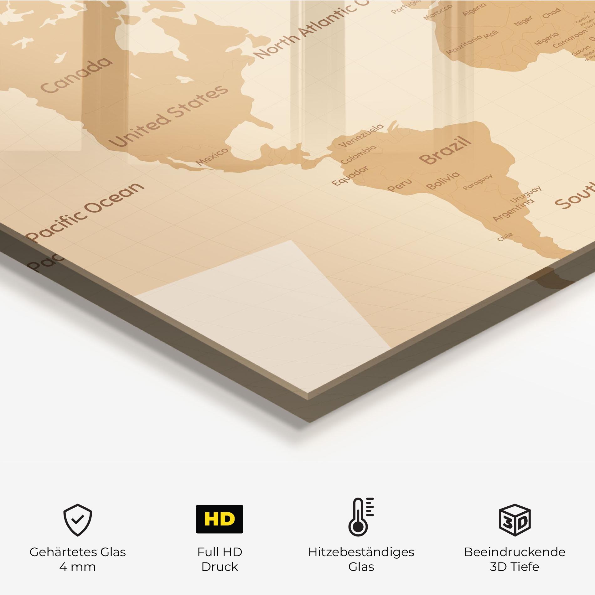 Küchenrückwand Glas Ocean Old Map mockup 2