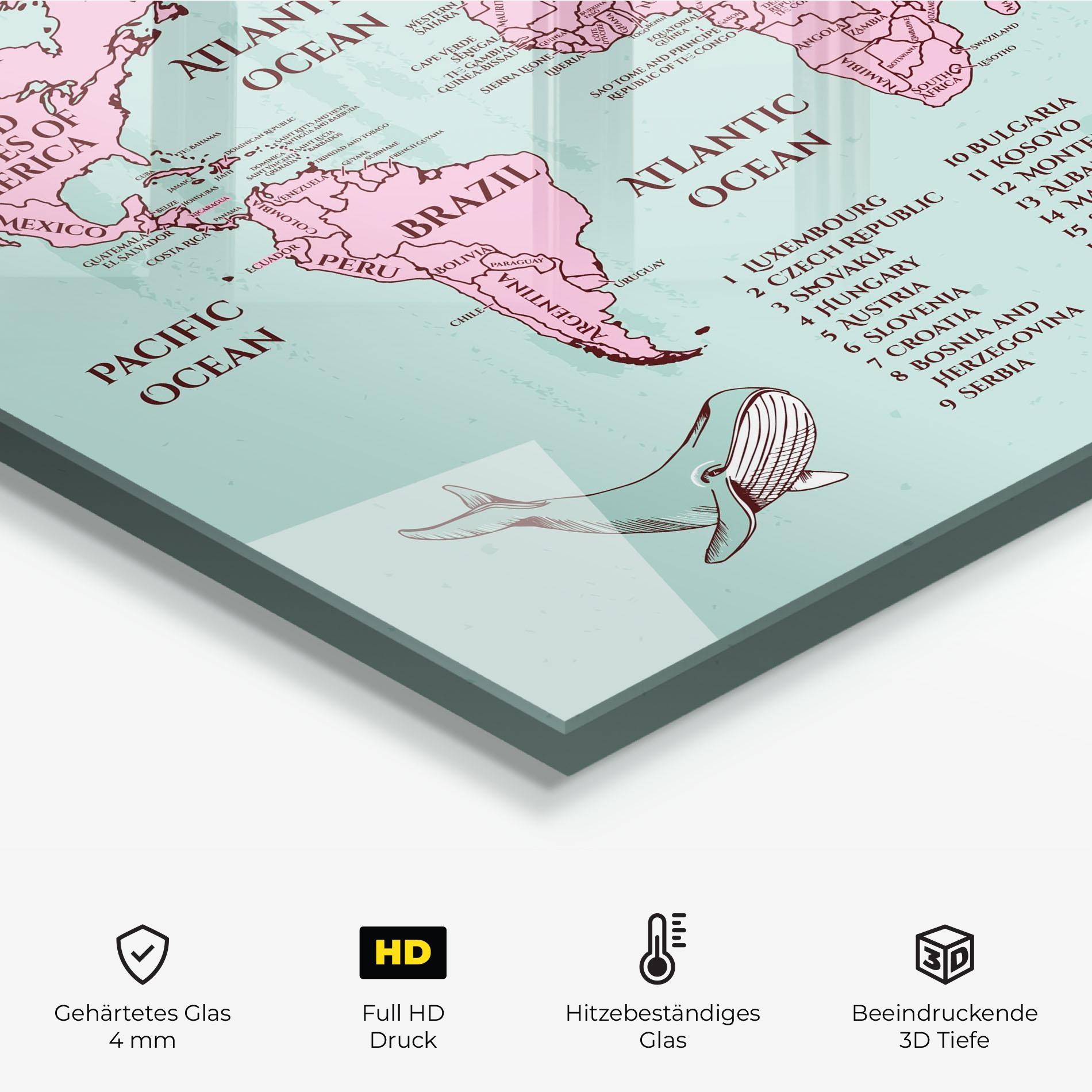 Küchenrückwand Glas Pink Pirate Map mockup 2